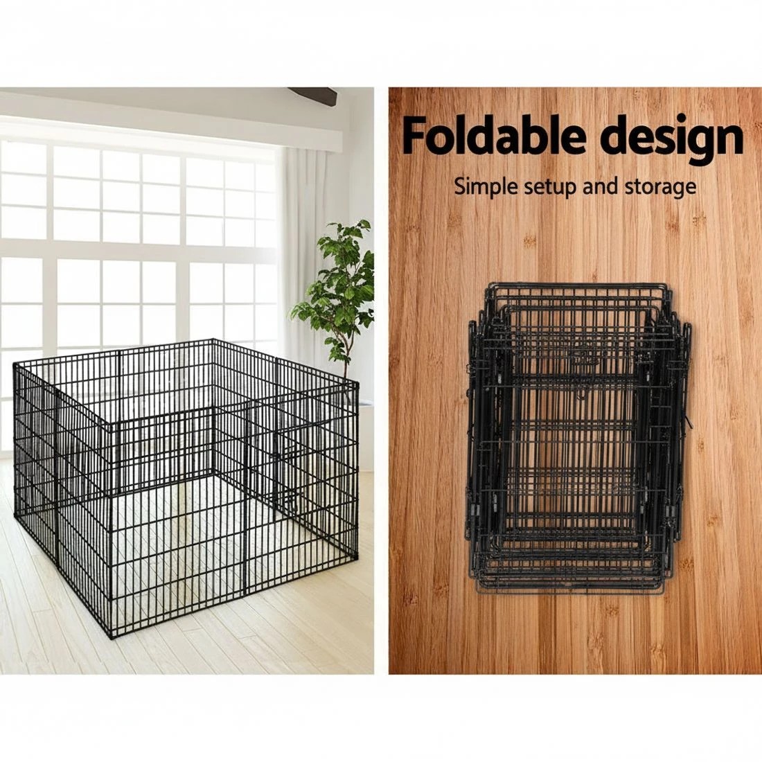 4 i.Pet 36" 8 Panel Dog Playpen Pet Fence Exercise Cage Enclosure Play Pen - Black, 4 of 7