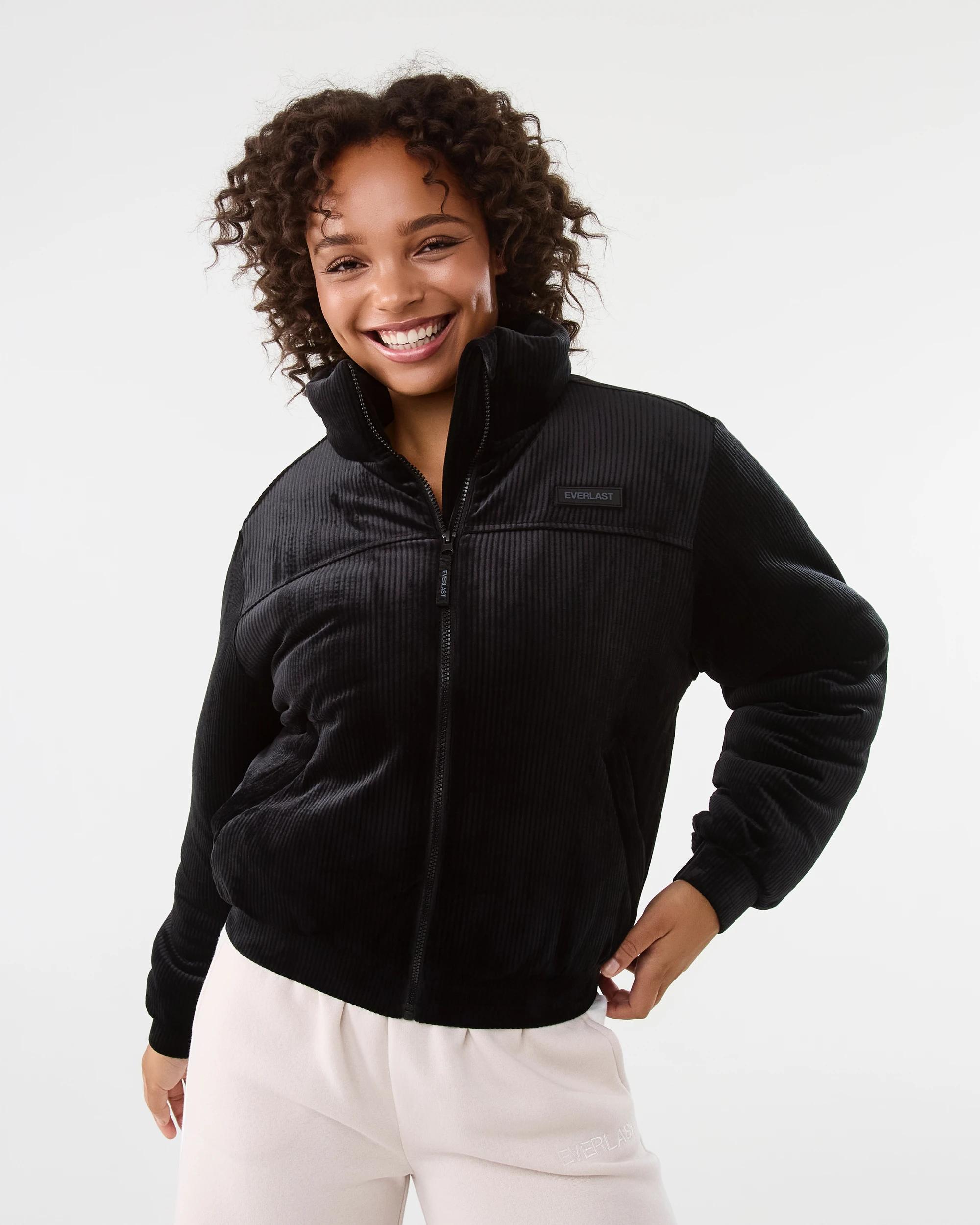 2 Everlast Womens Ribbed Velour Jacket Black, 2 of 8