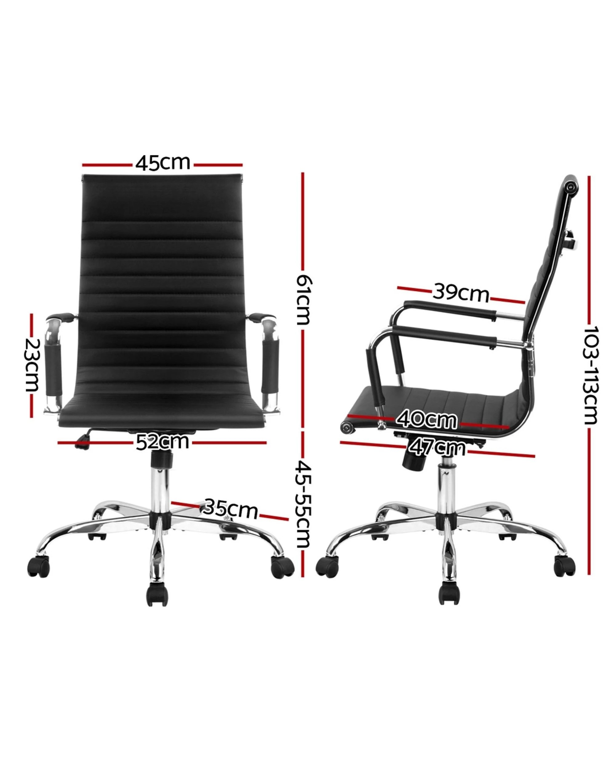 2 Artiss Office Chair Conference Chairs PU Leather High Back - Black, 2 of 8