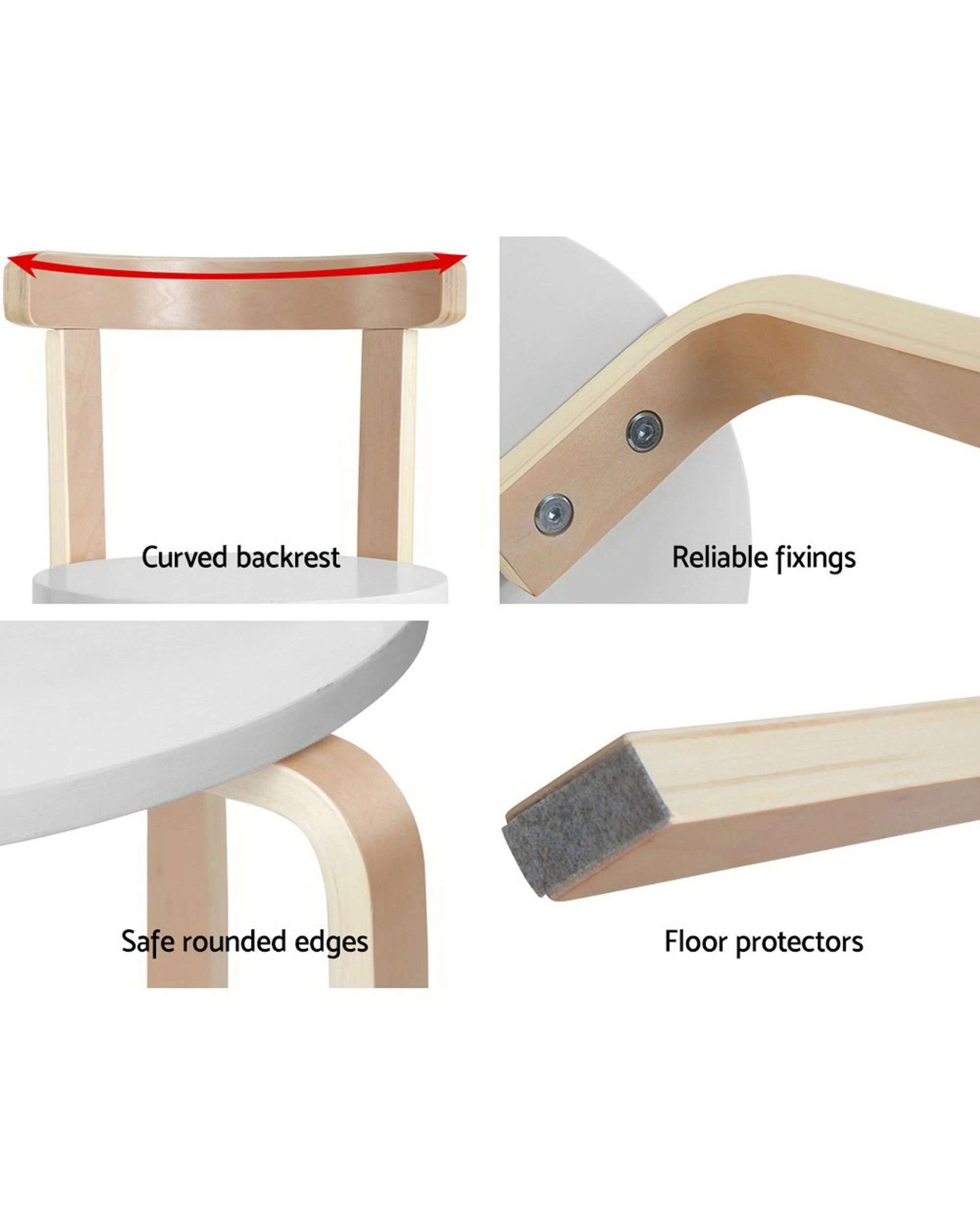 3 Keezi 3pcs Kids Table And Chairs Set Activity Toy Play Desk Sturdy Easy Clean Playroom Study Craft Dining Set - White, 3 of 6