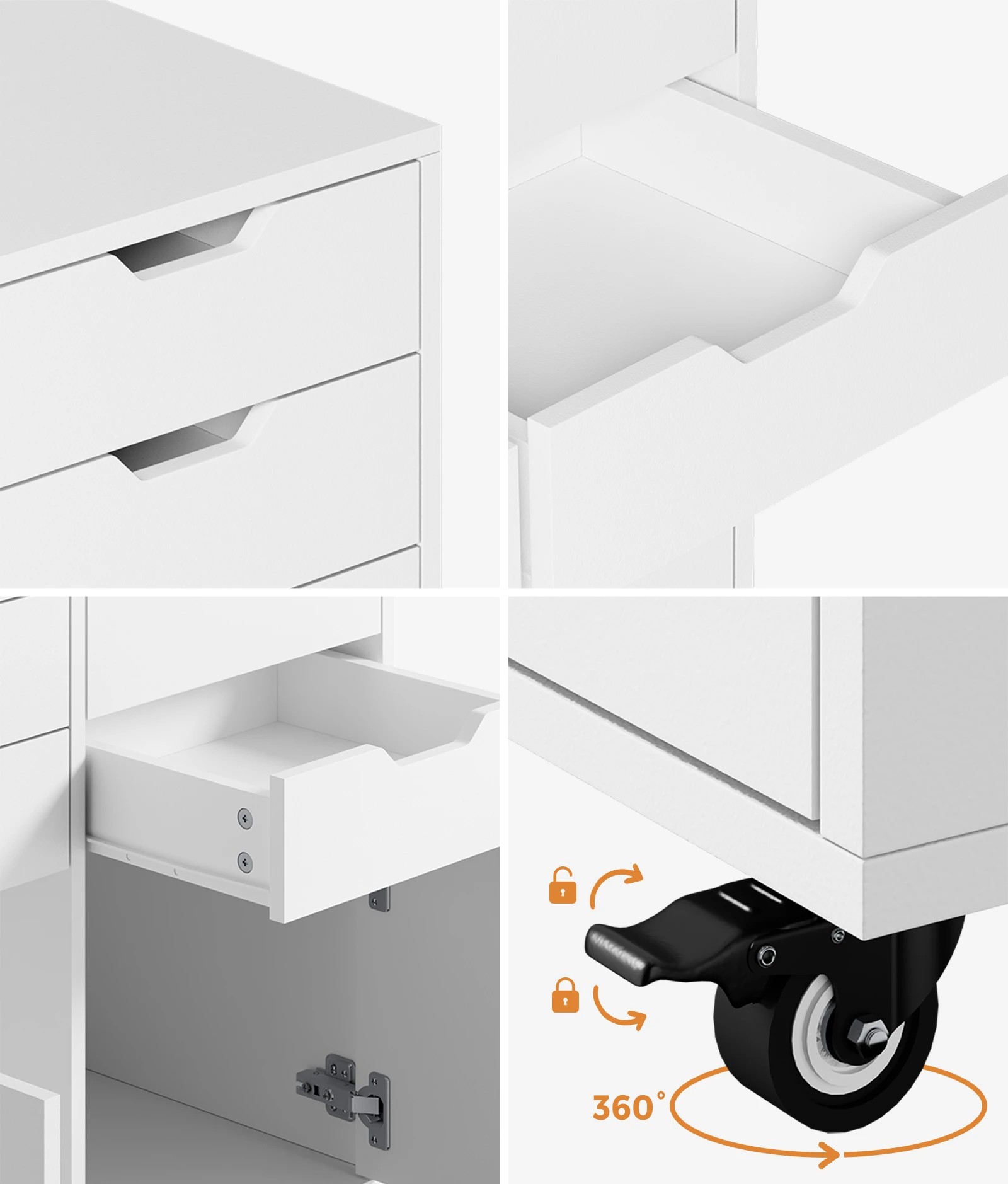 4 Oikiture Filing Cabinet 2 Door 4 Drawer Mobile Office Storage Cabinet - White, 4 of 8
