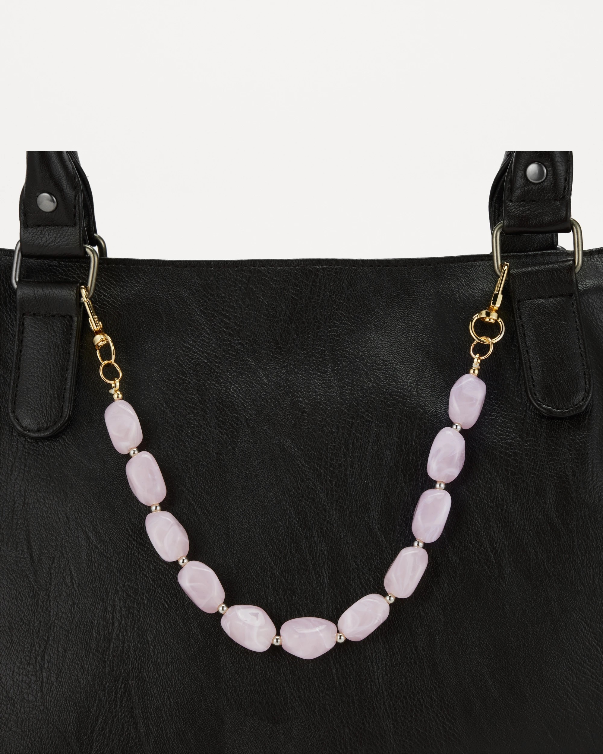 3 Bead Chain Charm Keyring - Pink and Gold Tone, 3 of 4