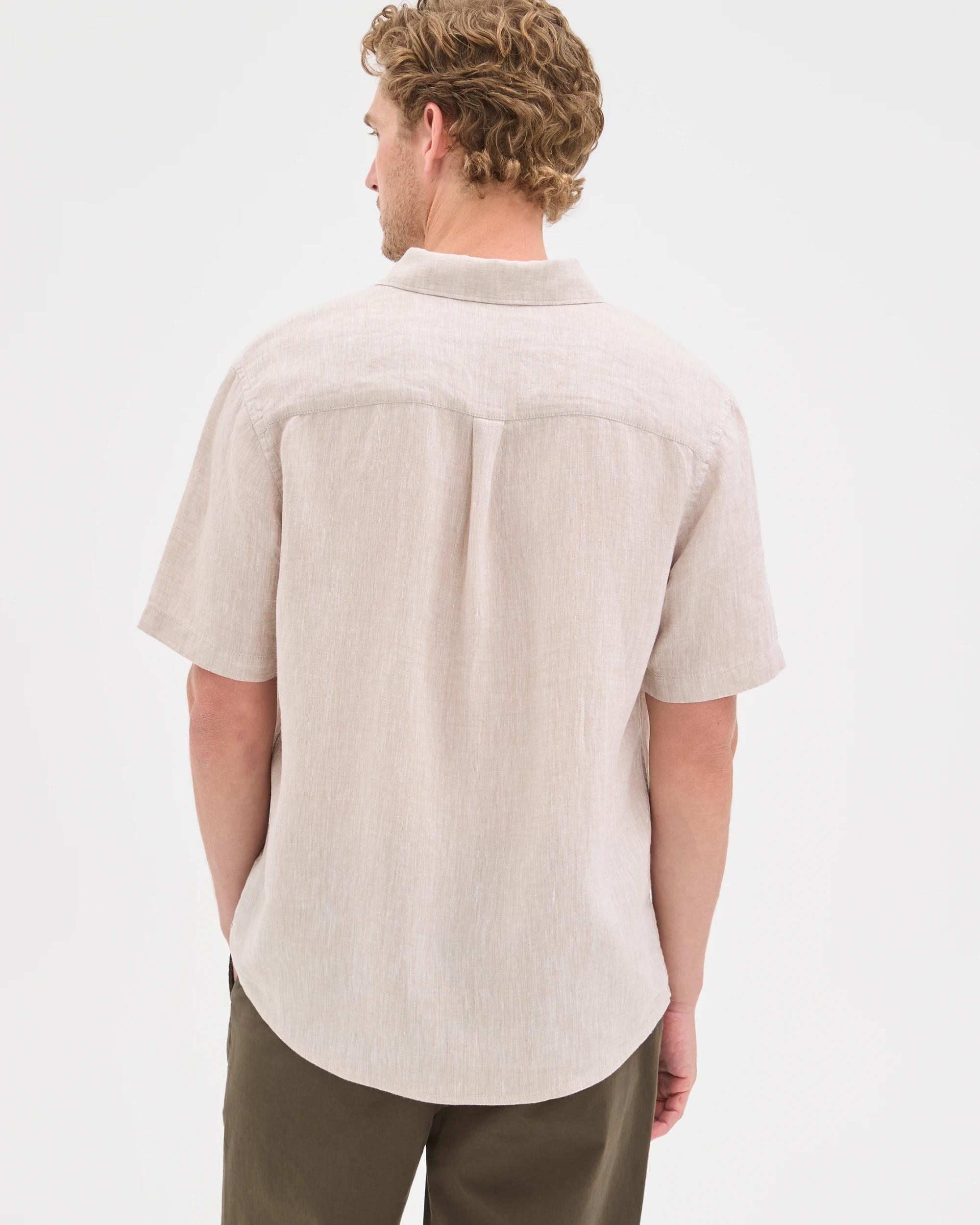 6 Target Man European Linen Short Sleeve Shirt STONE, 6 of 7