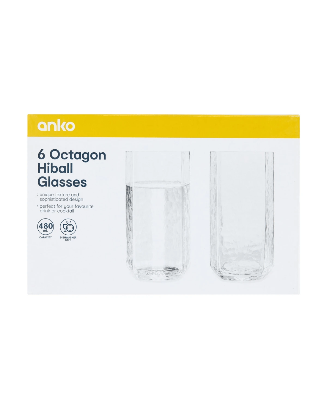 6 6 Clear Octagon Hiball Glasses, 6 of 6