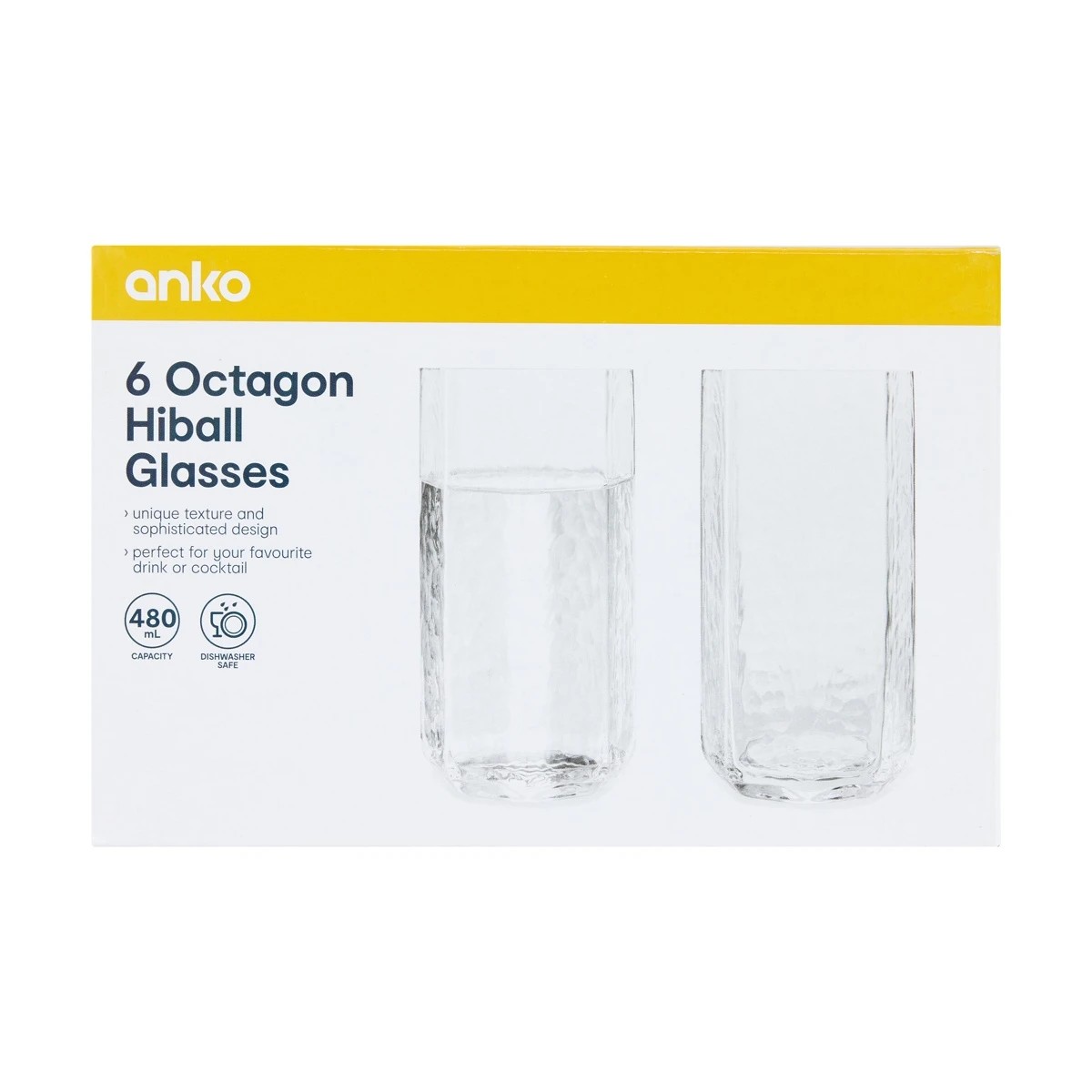 6 6 Clear Octagon Hiball Glasses, 6 of 6