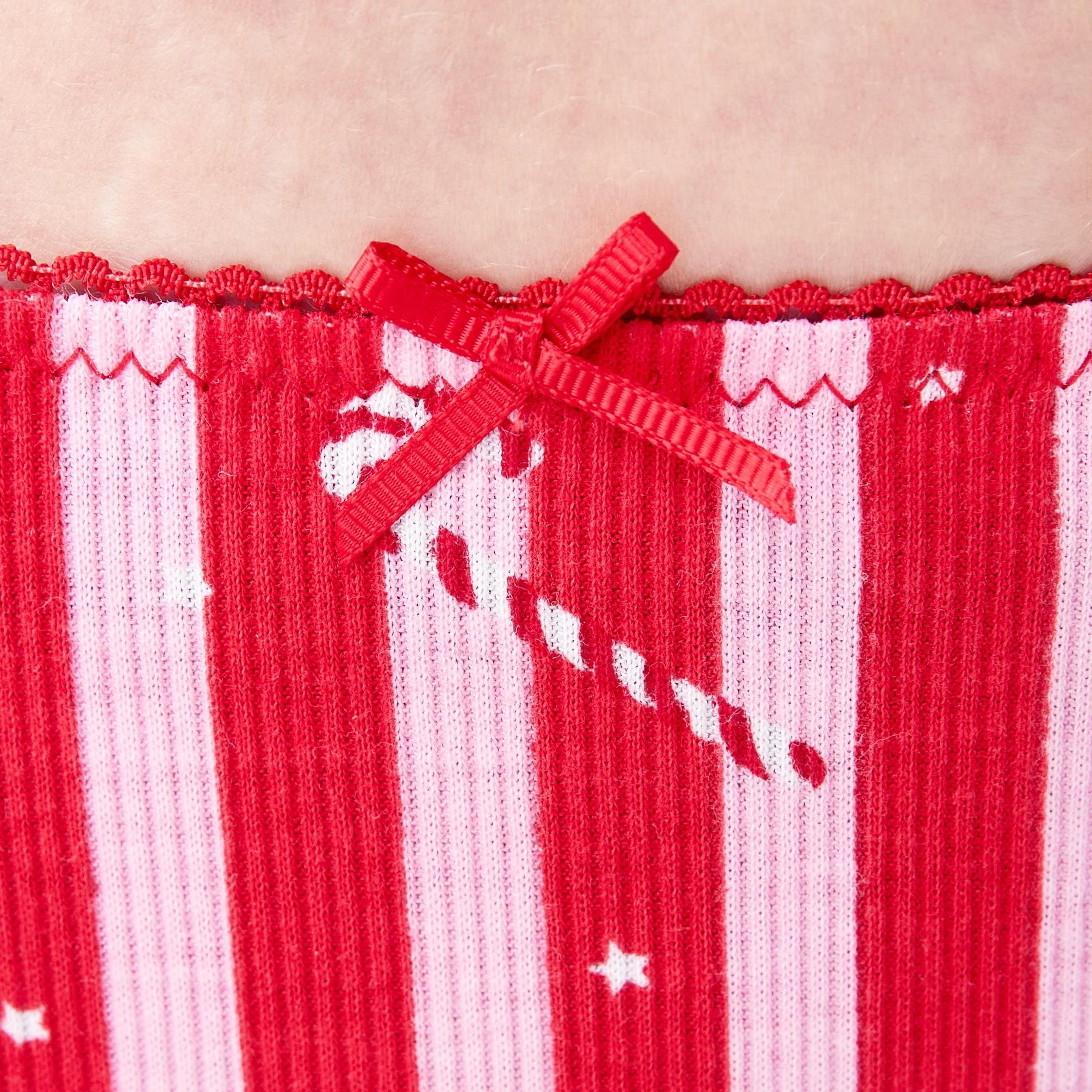 8 2 Pack Cotton Ribbed Christmas Cheeky Bikini Briefs Candy Cane, 8 of 9