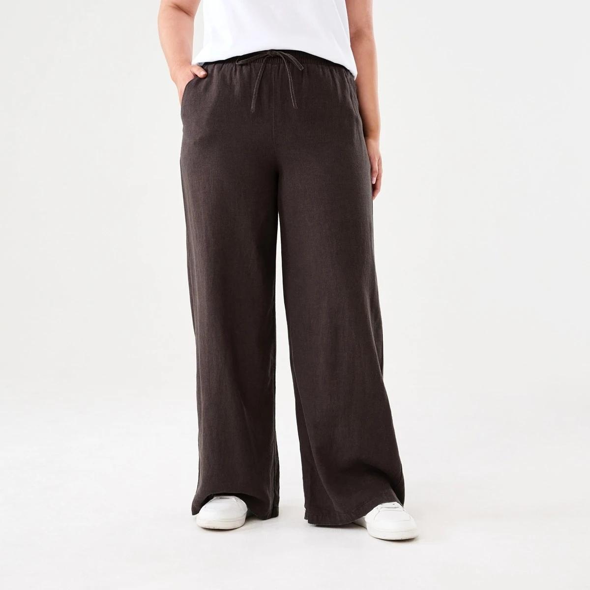 1 Linen Blend Wide Leg Pants DARK ESPRESSO, 1 of 5