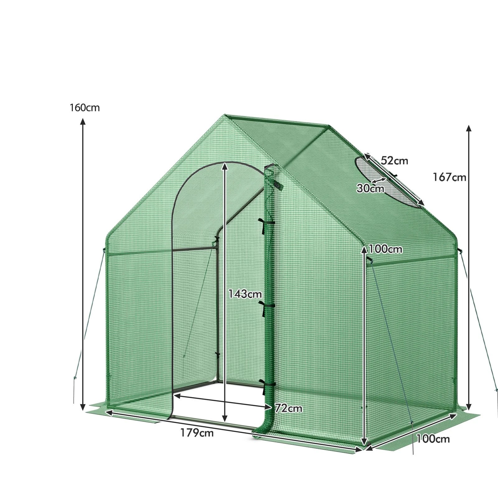 4 Costway Walk-In Greenhouse Garden Shed Green House w/Metal Frame PE Cover Plant Flower Tent, 4 of 4