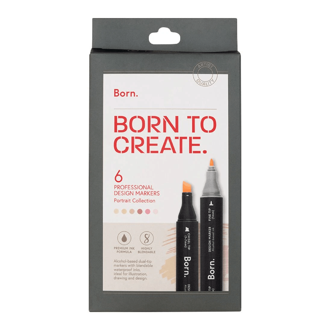 1 Born Professional Dual-Tip Artist Markers Portrait 6 Pack, 1 of 4