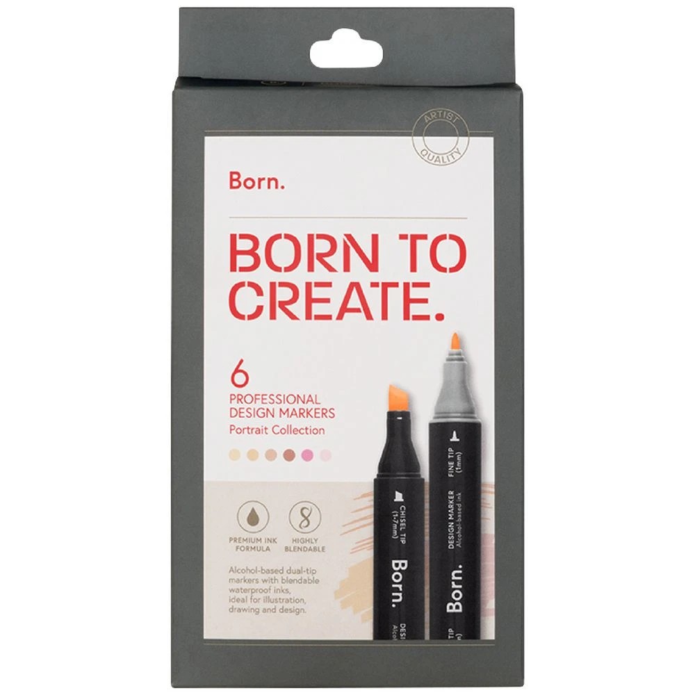 1 Born Professional Dual-Tip Artist Markers Portrait 6 Pack, 1 of 4