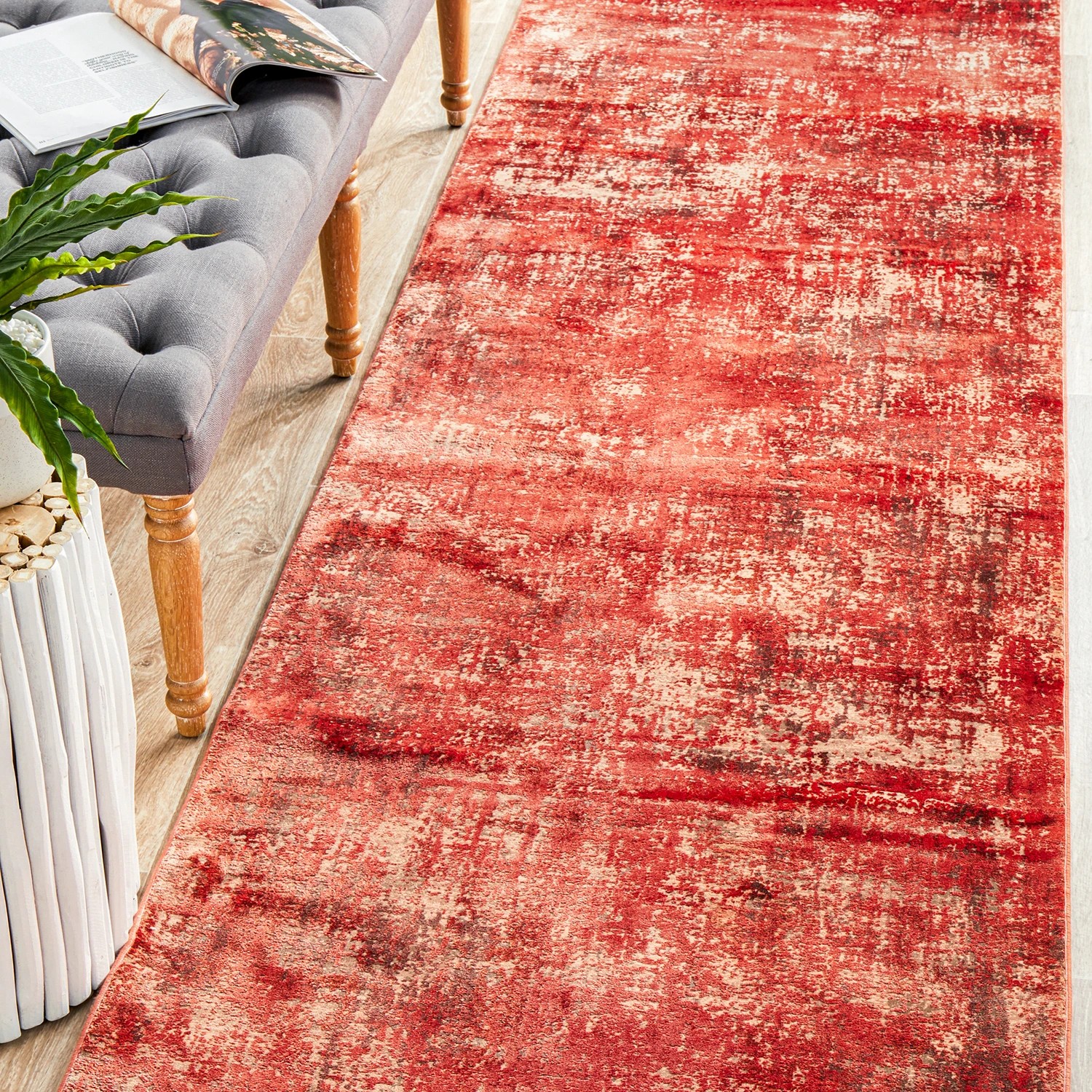 2 Common Ground Rugs Glimmers 101 500x80cm Runner - Extra Large Bamboo Silk Power Loomed Rug - Orange, 2 of 9