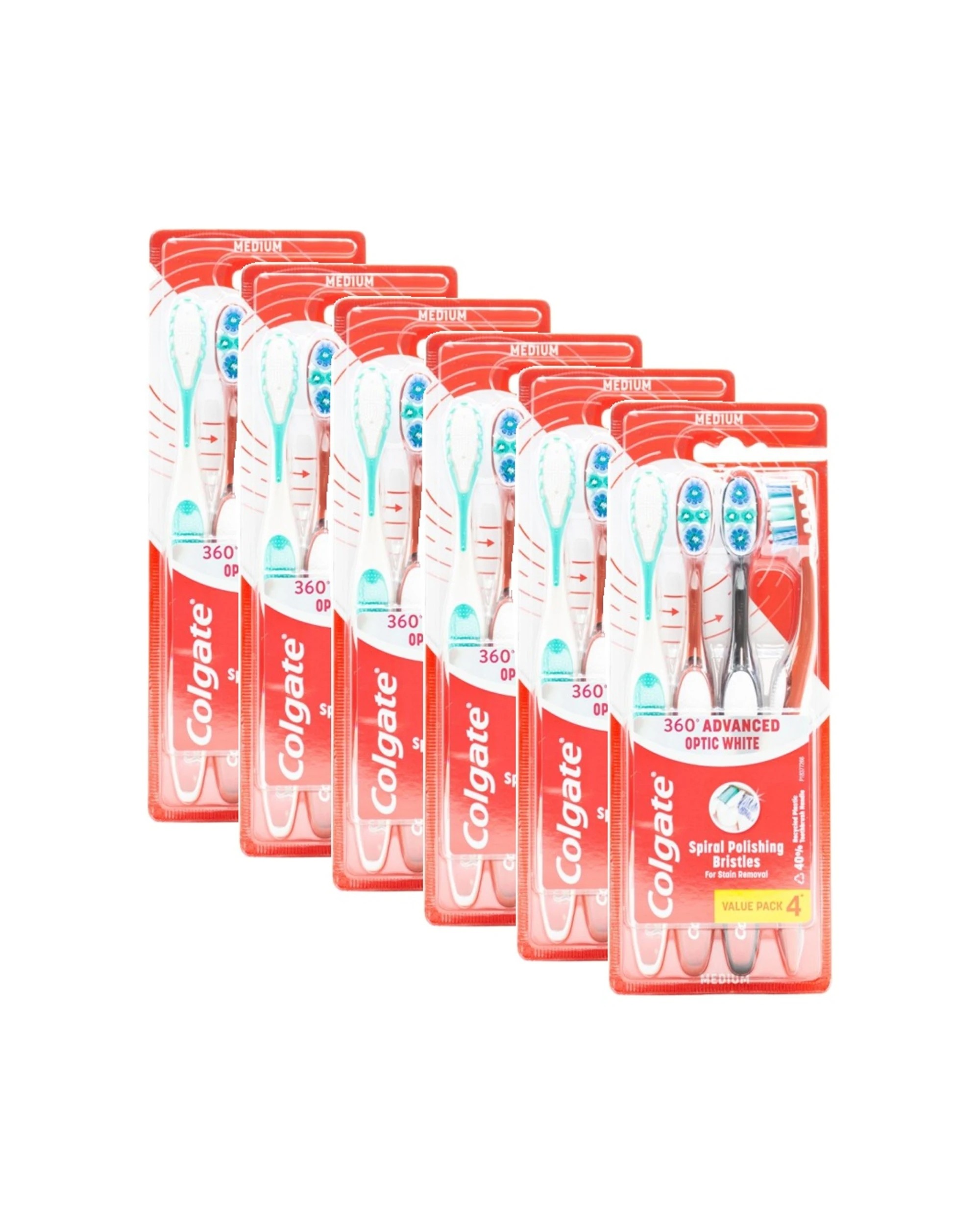 1 Colgate 360 Advanced Optic Toothbrush Medium 6PK Spiral Bristles - Multi, 1 of 3