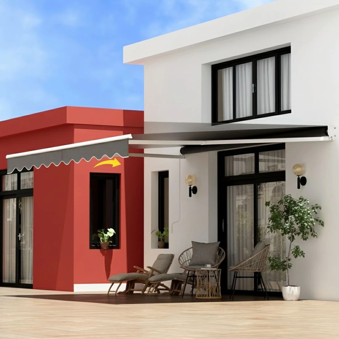 5 Instahut Retractable Folding Arm Awning Motorised Sunshade 4Mx3M - Grey, 5 of 6