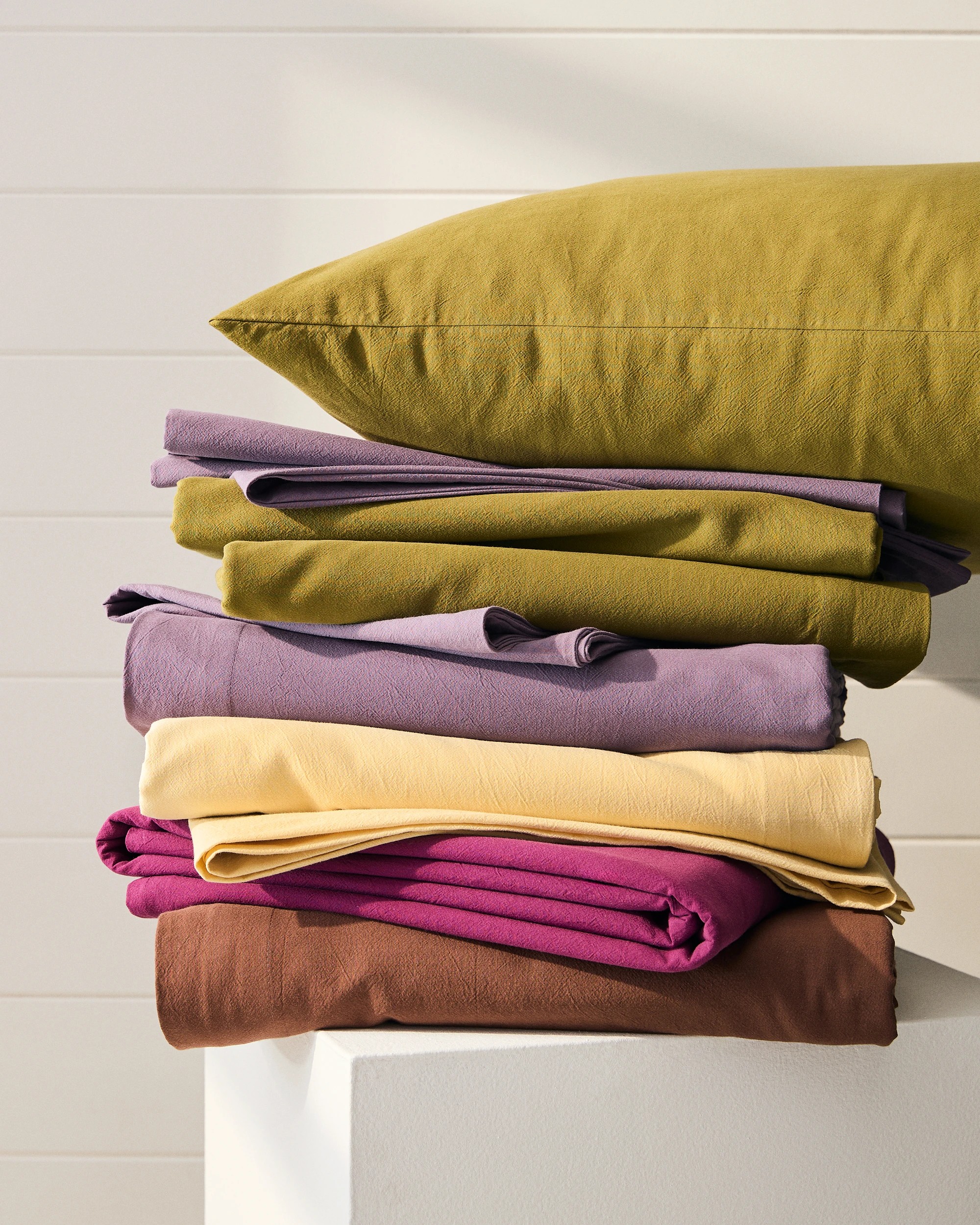 2 Arlo Stonewash Cotton Fitted Sheet - Double Bed - Brown, 2 of 2