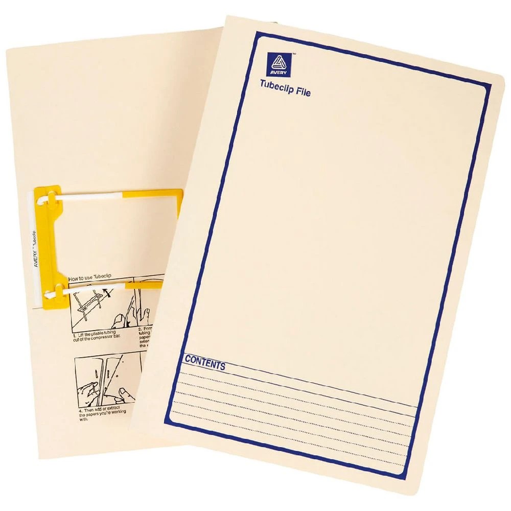 1 Avery Foolscap Tubeclip Files Buff with Navy Border 5 Pack, 1 of 3