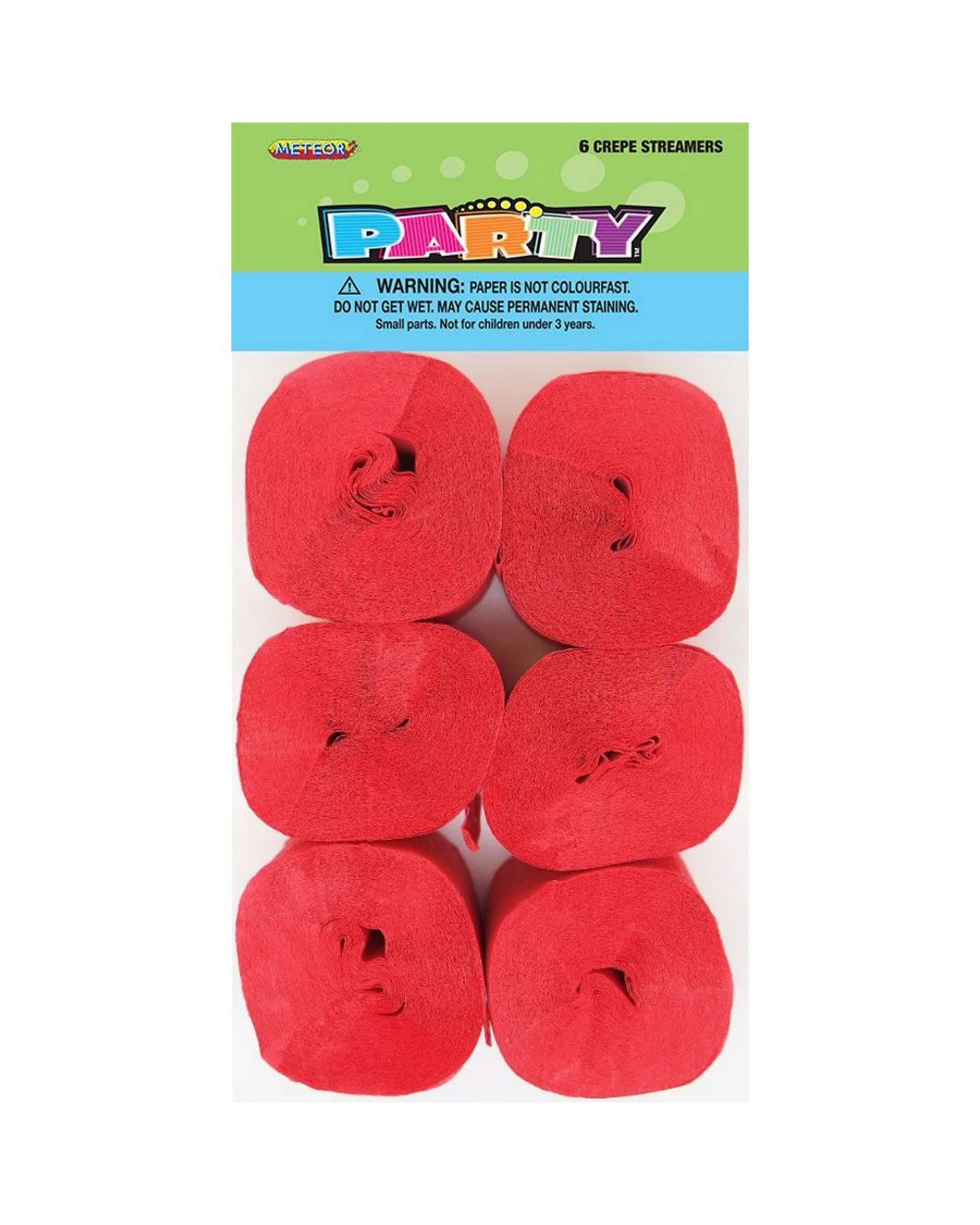 1 Unique Red Crepe Streamers Pack of 6 - Red, 1 of 1