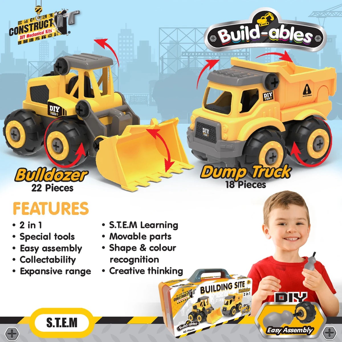 6 Construct-It Build-ables - Building Site Vehicles 2 in 1, 6 of 8