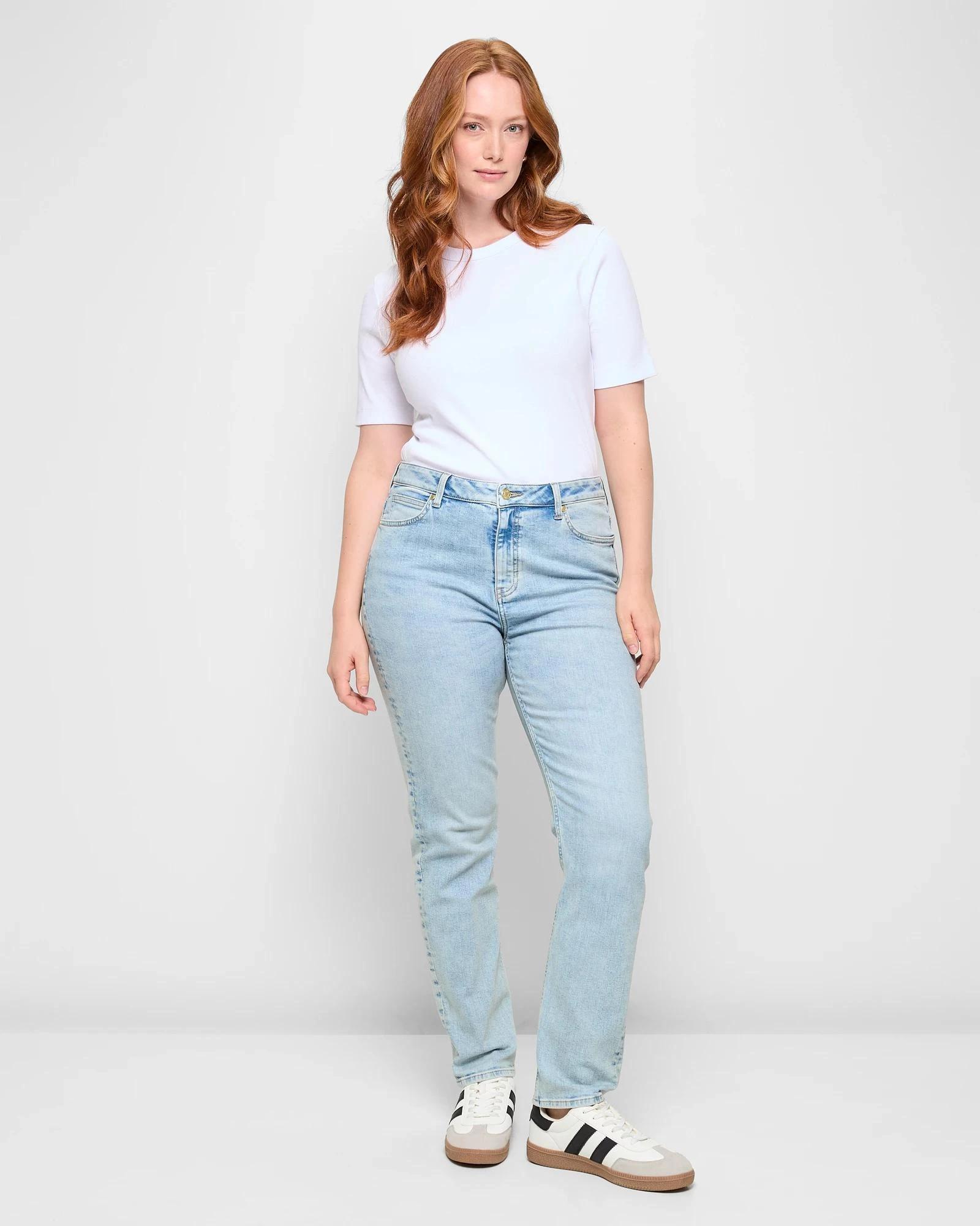 1 Target High Rise Full Length Straight Cut Denim Jeans - Alexa BRIGHT LIGHT WASH, 1 of 5