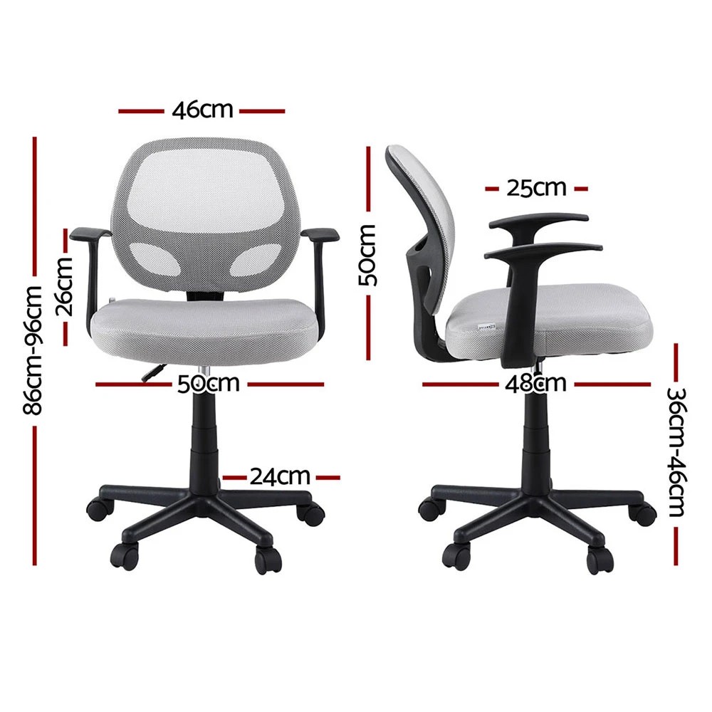 2 Artiss 2x Mesh Office Chair Computer Gaming Desk Chairs Work Study Mid Back - Grey, 2 of 6