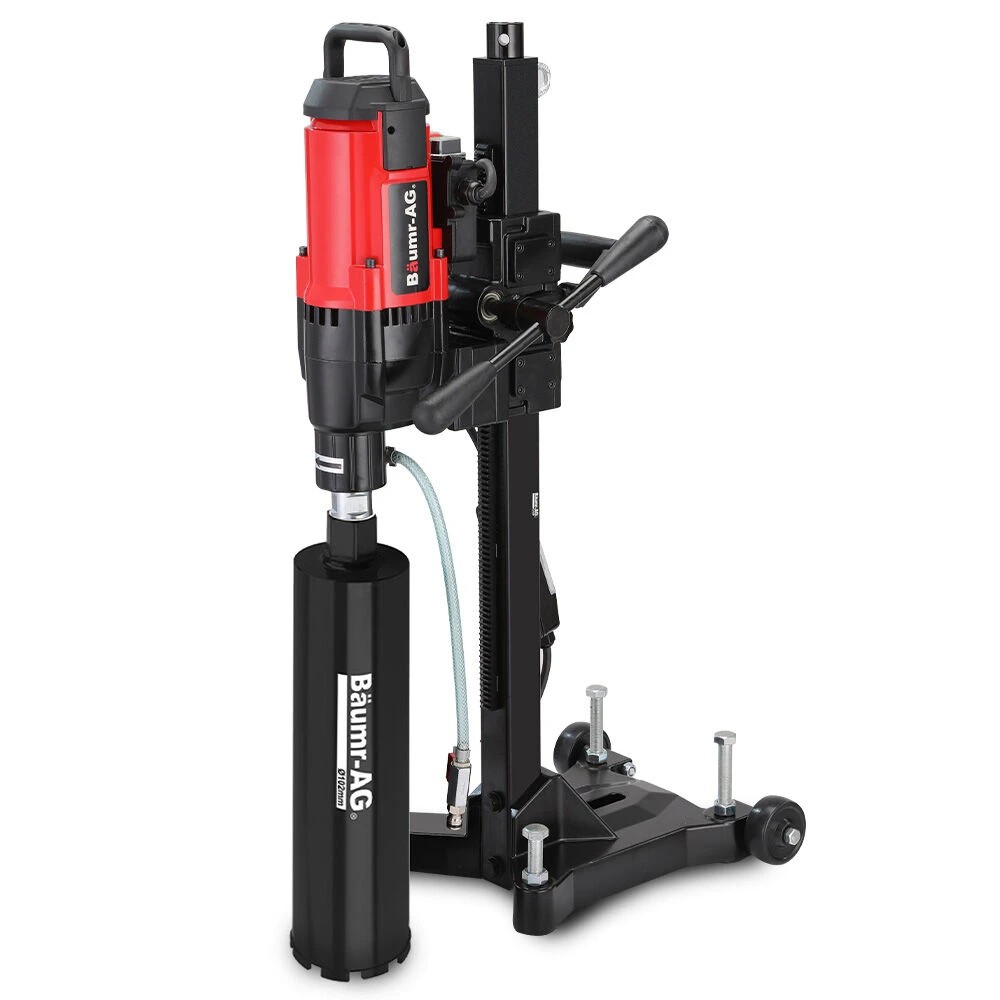 1 Baumr-AG 3200W 280mm Wet/Dry Core Drill w/ Wheeled Stand & 102mm Bit Combo, for Concrete Coring Hole Drilling, 1 of 1
