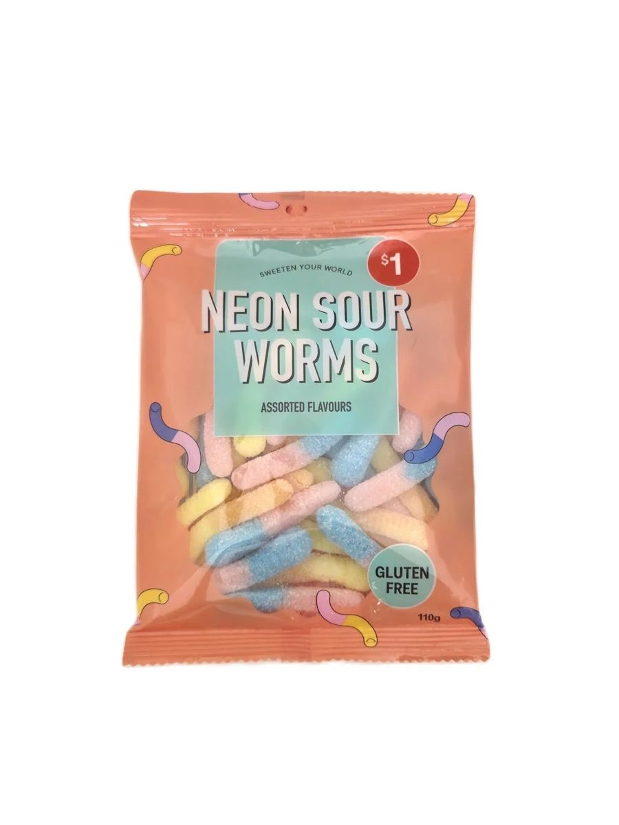 1 Neon Sour Worms 110g, 1 of 2