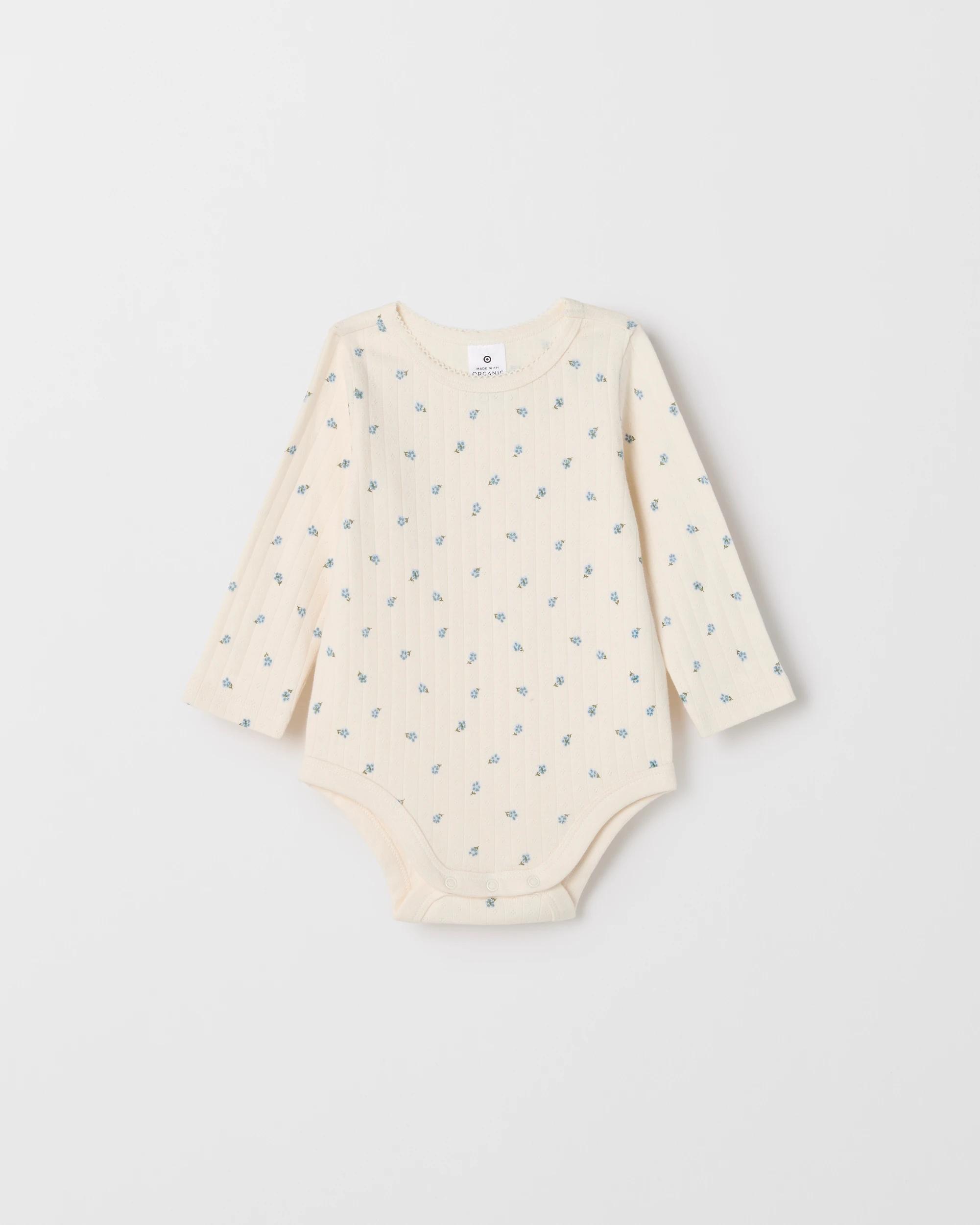 2 Target Baby Organic Cotton 3 Pack Long Sleeve Pointelle/Rib Bodysuit BLUE FLOW, 2 of 5