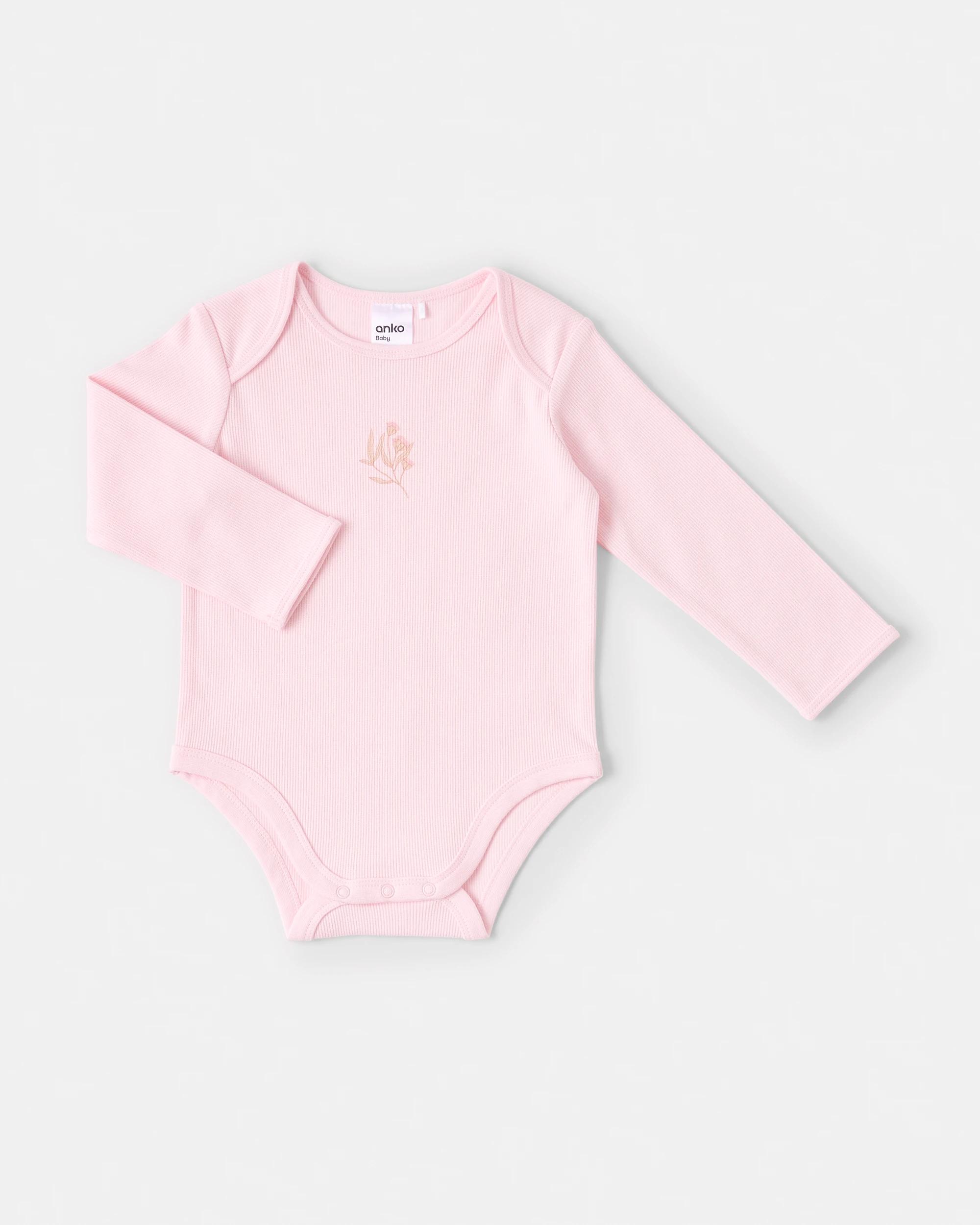 3 2 Piece Cotton Long Sleeve Newborn Set Pink Flrl, 3 of 6