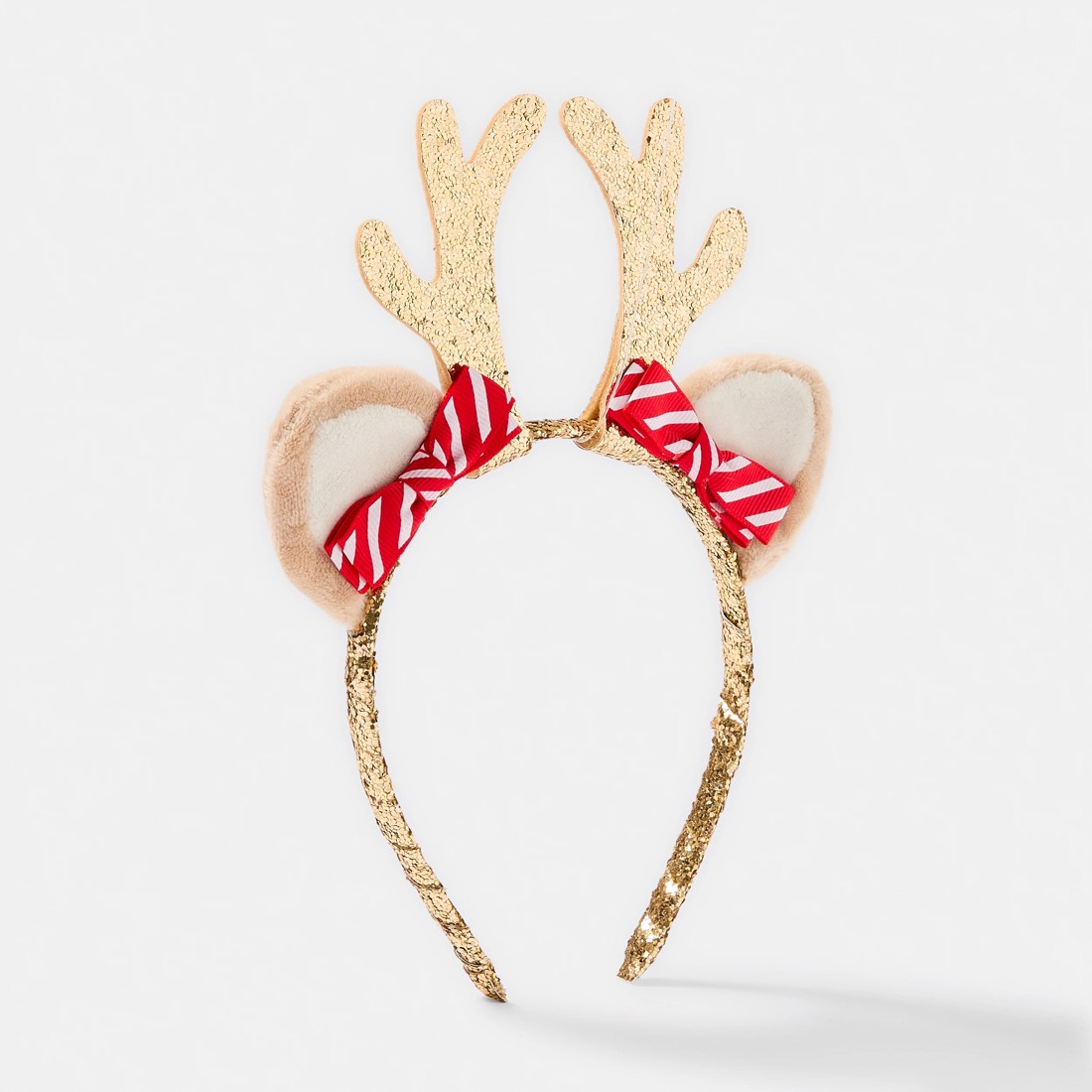 1 Christmas Reindeer Headband - Red, White, Brown and Gold Tone, 1 of 3