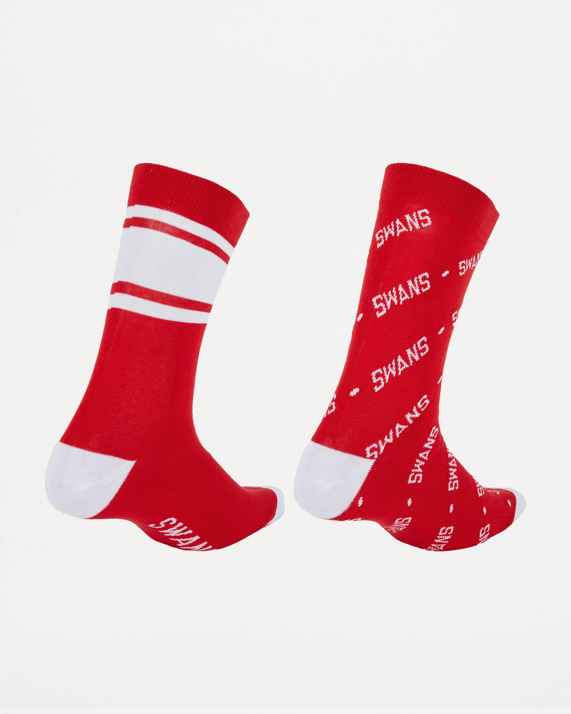 2 2 Pack Official AFL Adult Sock Set SWANS, 2 of 3