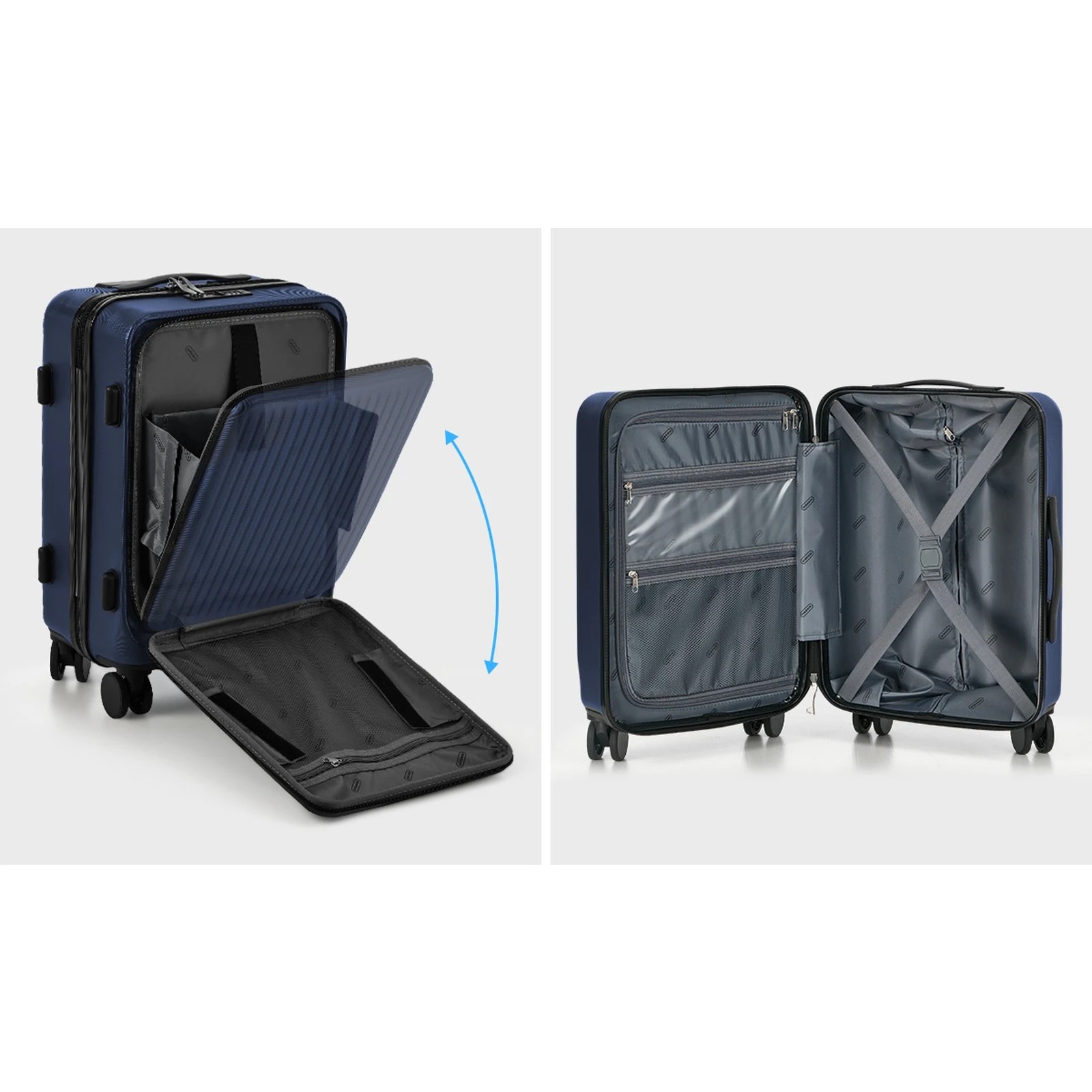 8 Mazam 2PCS Luggage Suitcase Trolley Set Front Opening TSA Hard Case - Blue, 8 of 10