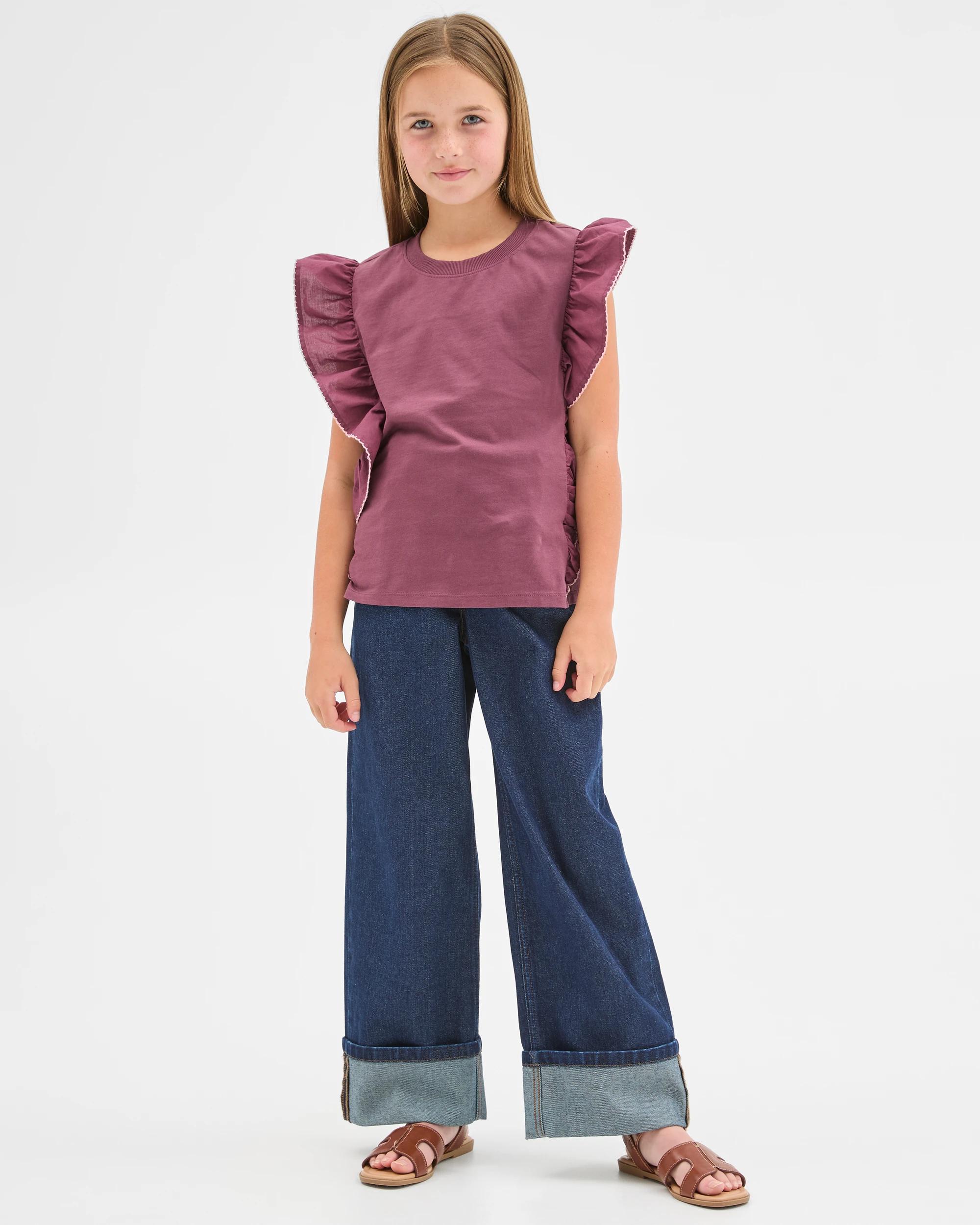 1 Target Denim Wide Leg Cuffed Denim Jeans INDIGO, 1 of 6