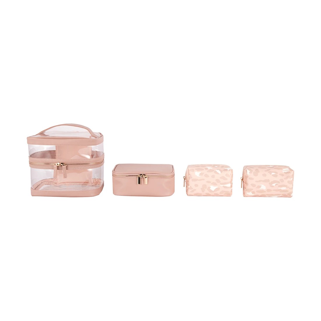 3 OXX Cosmetics 4 Piece Makeup Bag - Beige, Pink and Clear, 3 of 9