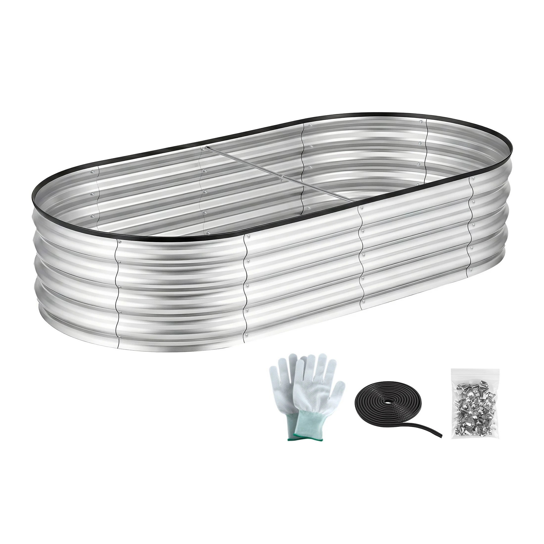 3 Green Fingers Raised Garden Bed Galvanised Oval Metal Planter Box Large Outdoor - Silver, 3 of 5