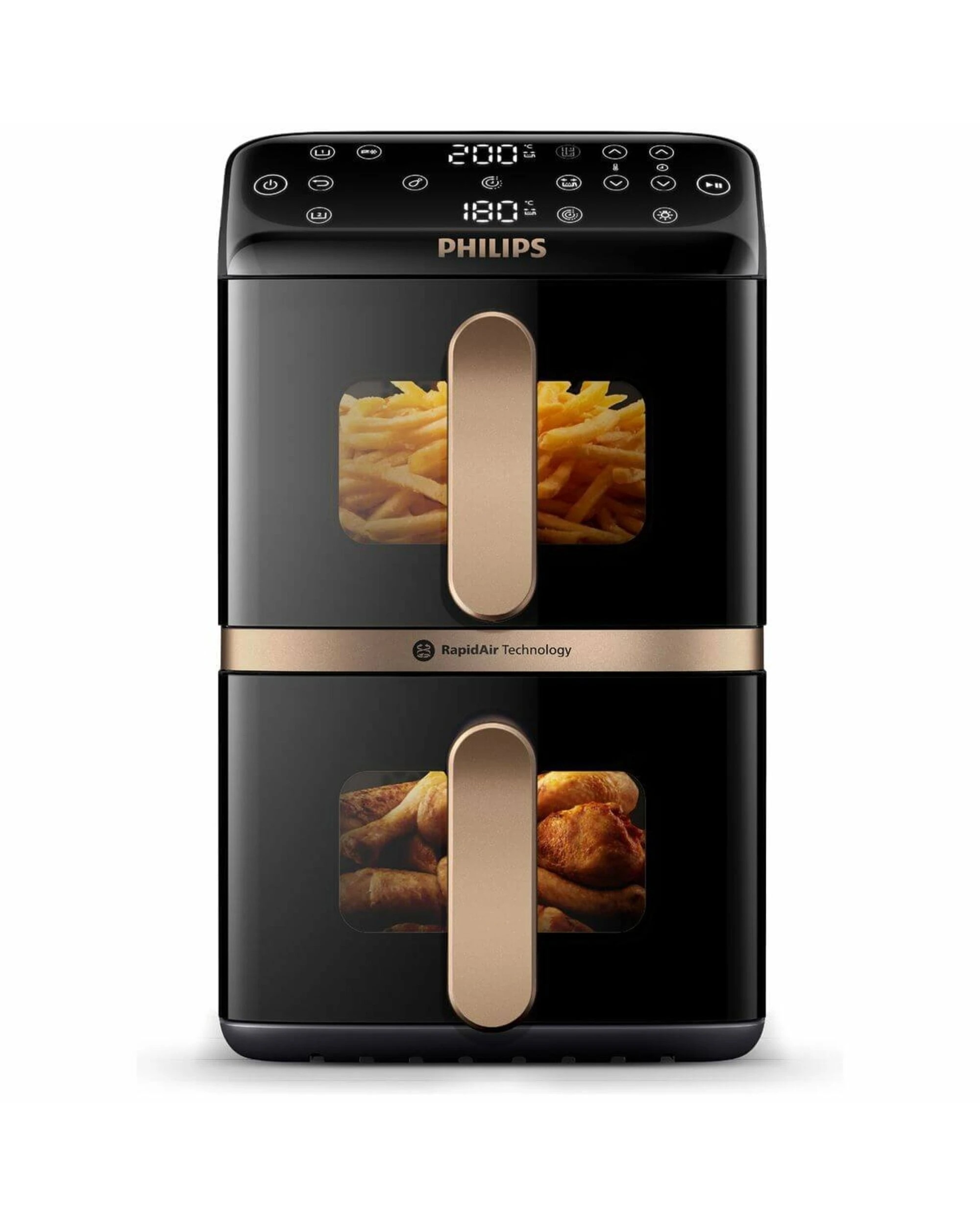 2 Philips 4000 Series 10L Stacked Dual Basket Airfryer Black, 2 of 5