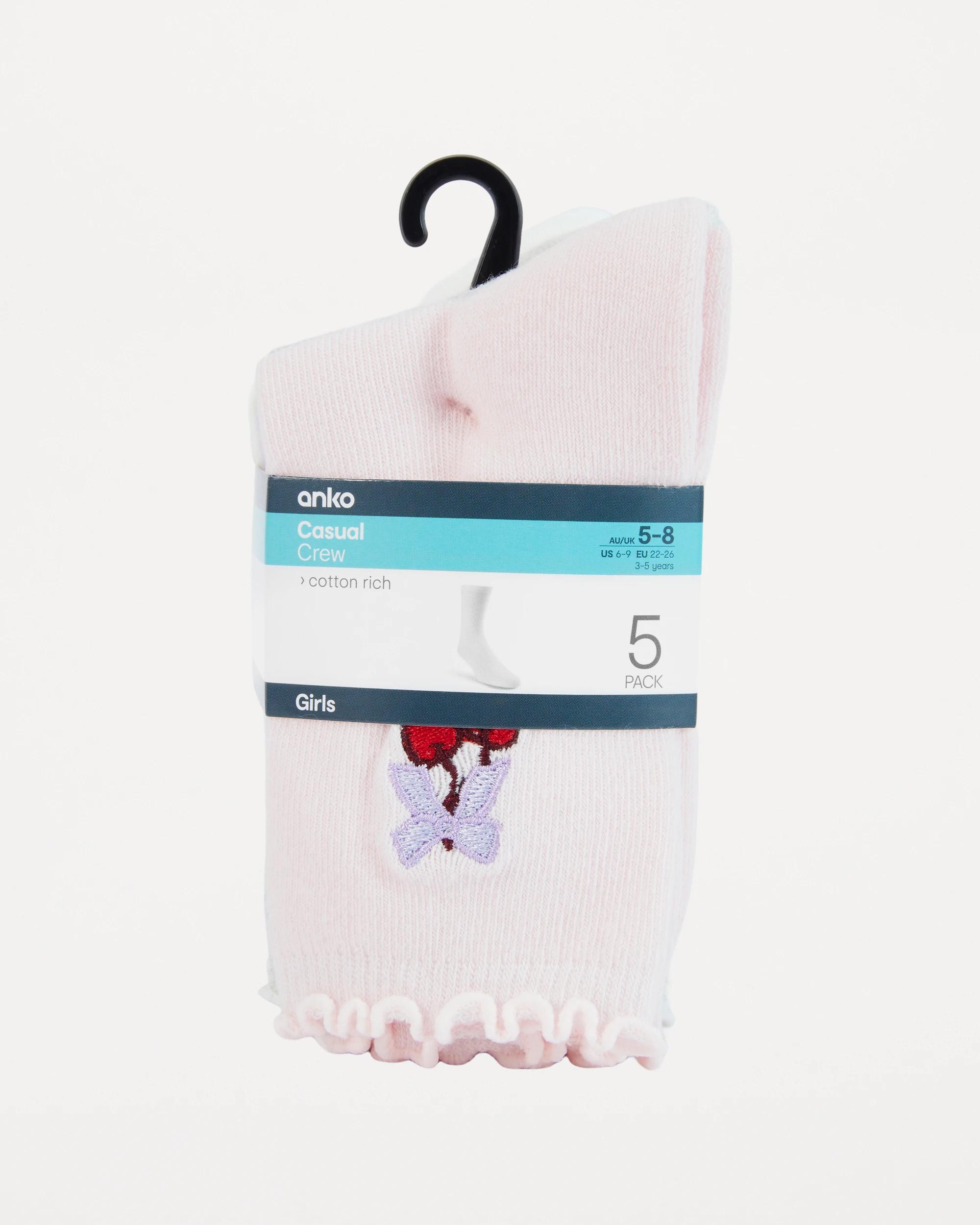 3 5 Pack Crew Socks Pnk Socks, 3 of 3