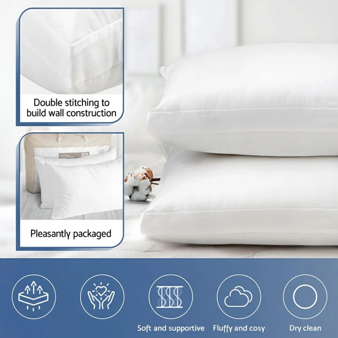 6 Giselle Bedding Shded Memory Foam Pillow Adjustable Loft - White, 6 of 8