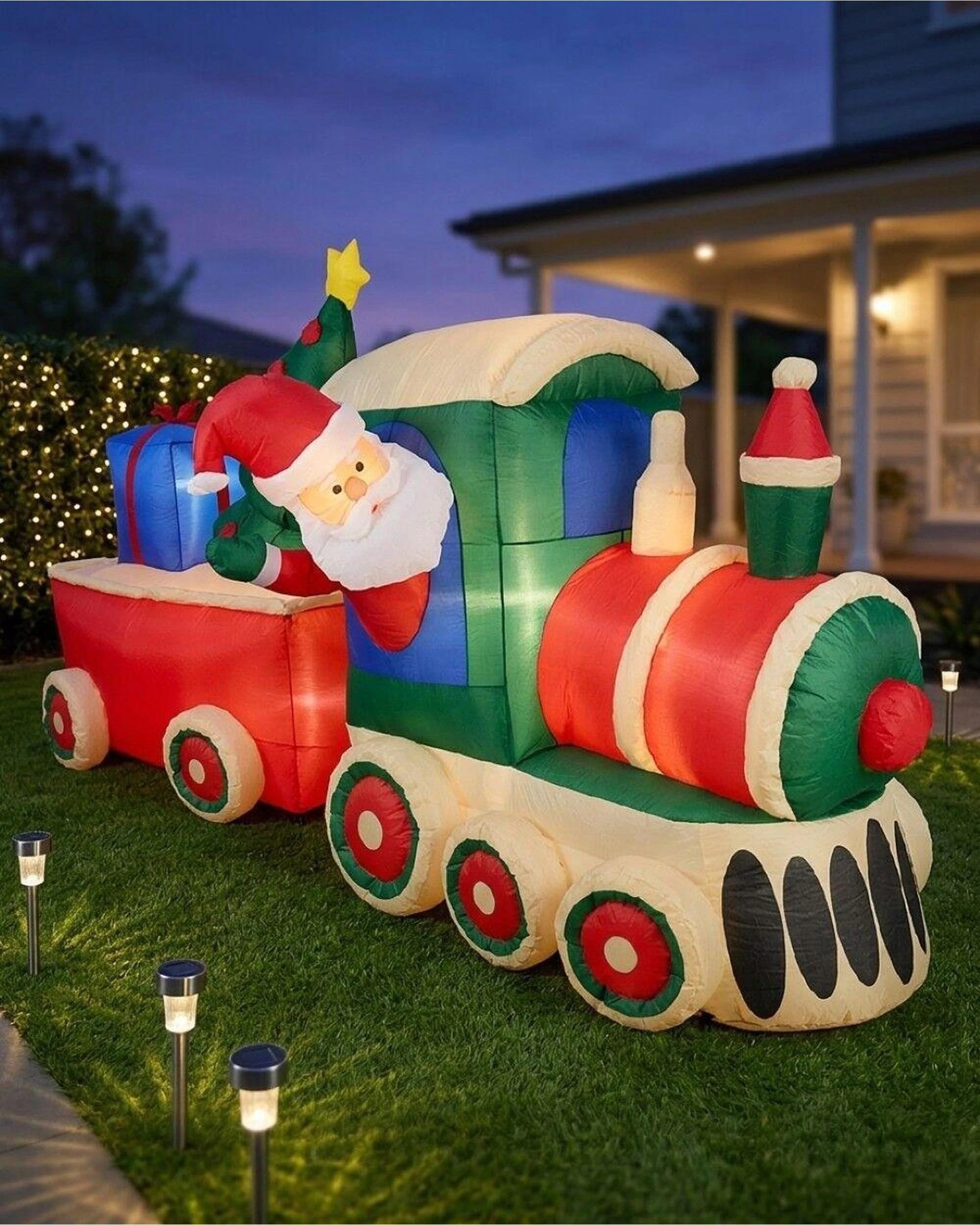 Christmas Warehouse 2.4m Santa Express Train Inflatable Display - LED ...