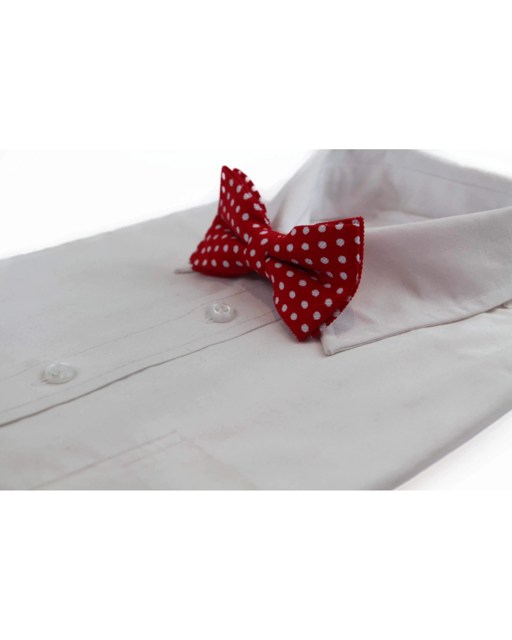 1 Zasel Mens Red & White Cord Polka Dot Patterned Bow Tie - Multi, 1 of 4