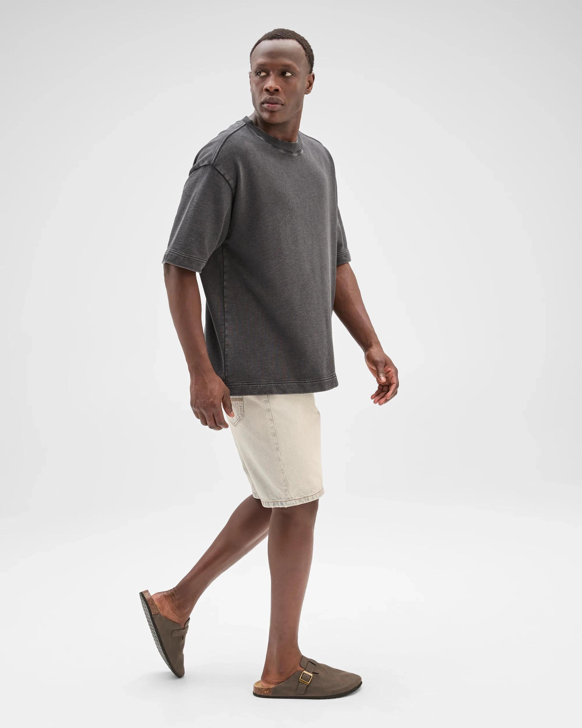 3 Commons Australian Cotton Fleece T-Shirt WORN BLACK, 3 of 6