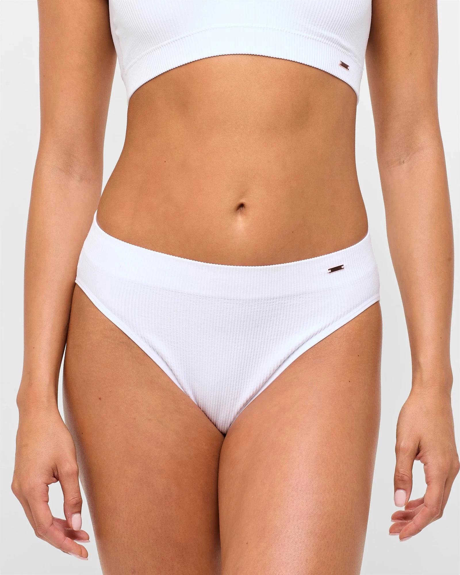 1 Lily Loves Ribbed Seamfree High Waist Bikini Briefs WHITE, 1 of 4
