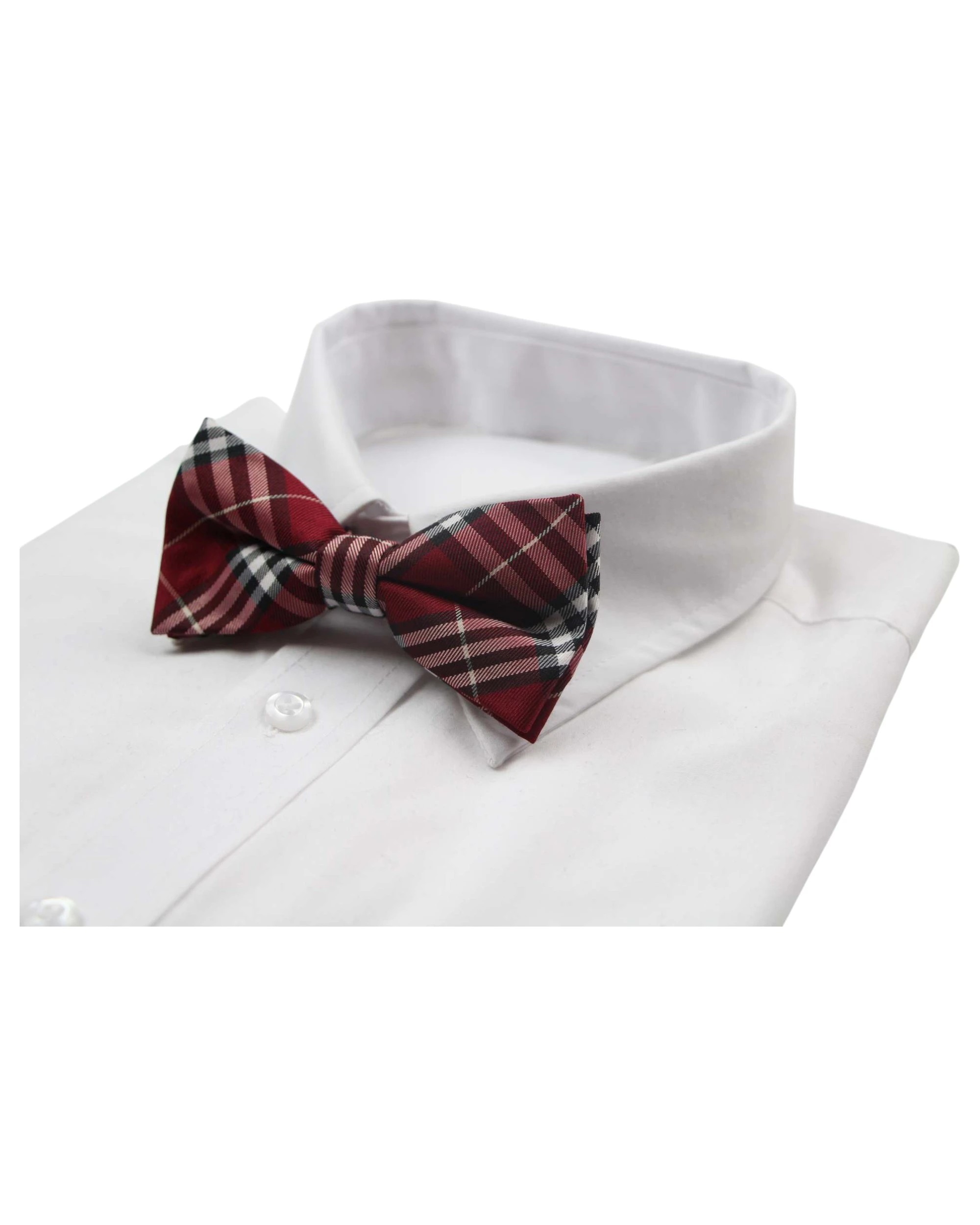 1 Zasel Mens Red Plaid Patterned Bow Tie, 1 of 3
