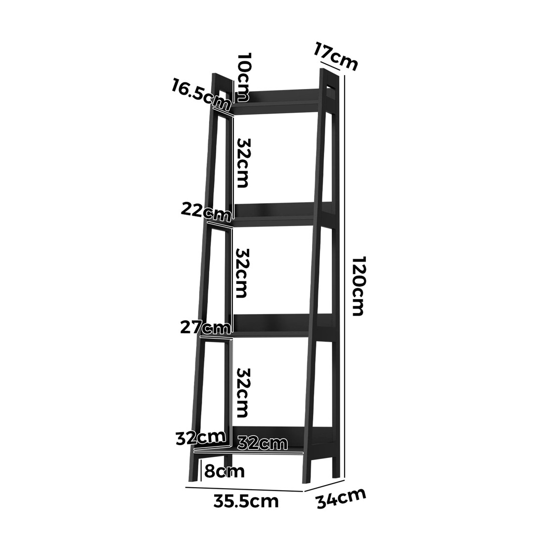 7 Oikiture Bookshelf 4 Tier Corner Ladder Shelf Home Storage Display Rack
 - Black, 7 of 9