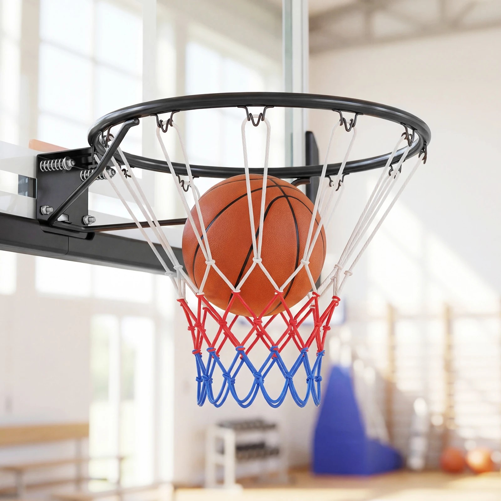 1 Costway 45CM Basketball Rim Replacement Wall Mounted Basketball Hoop Ring w/12 Loops, 1 of 3