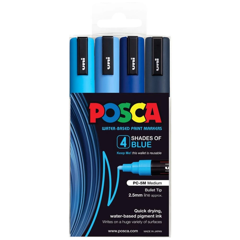 1 Posca PC-5M Paint Marker Blue 4 Pack, 1 of 10