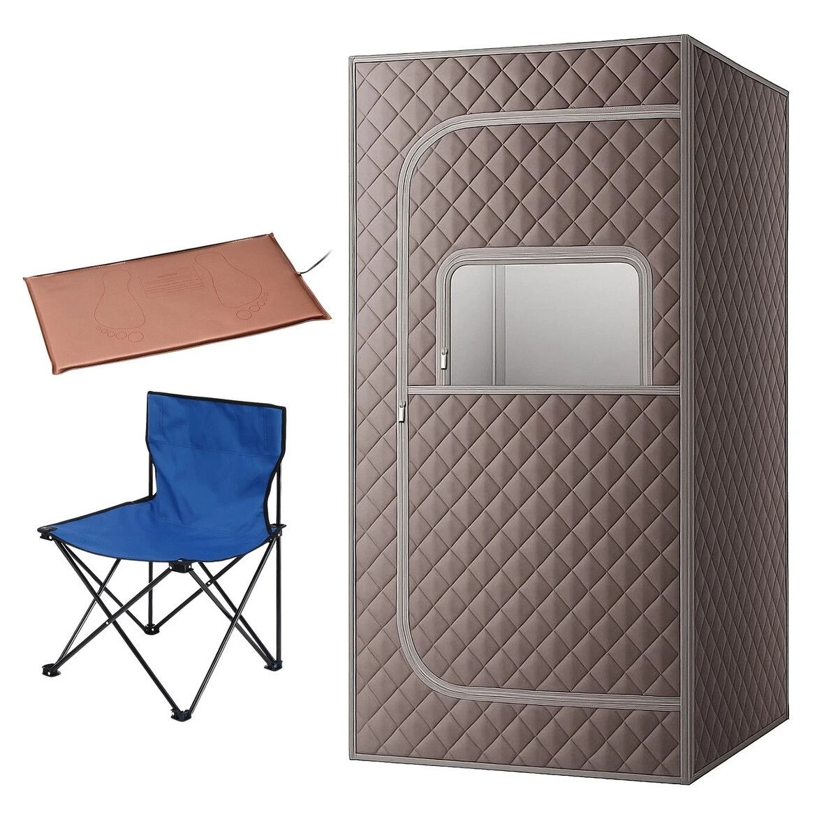 1 AUSWAY Far Infrared Sauna Tent Foldable Home Dry Heating Spa Box, 1 of 3