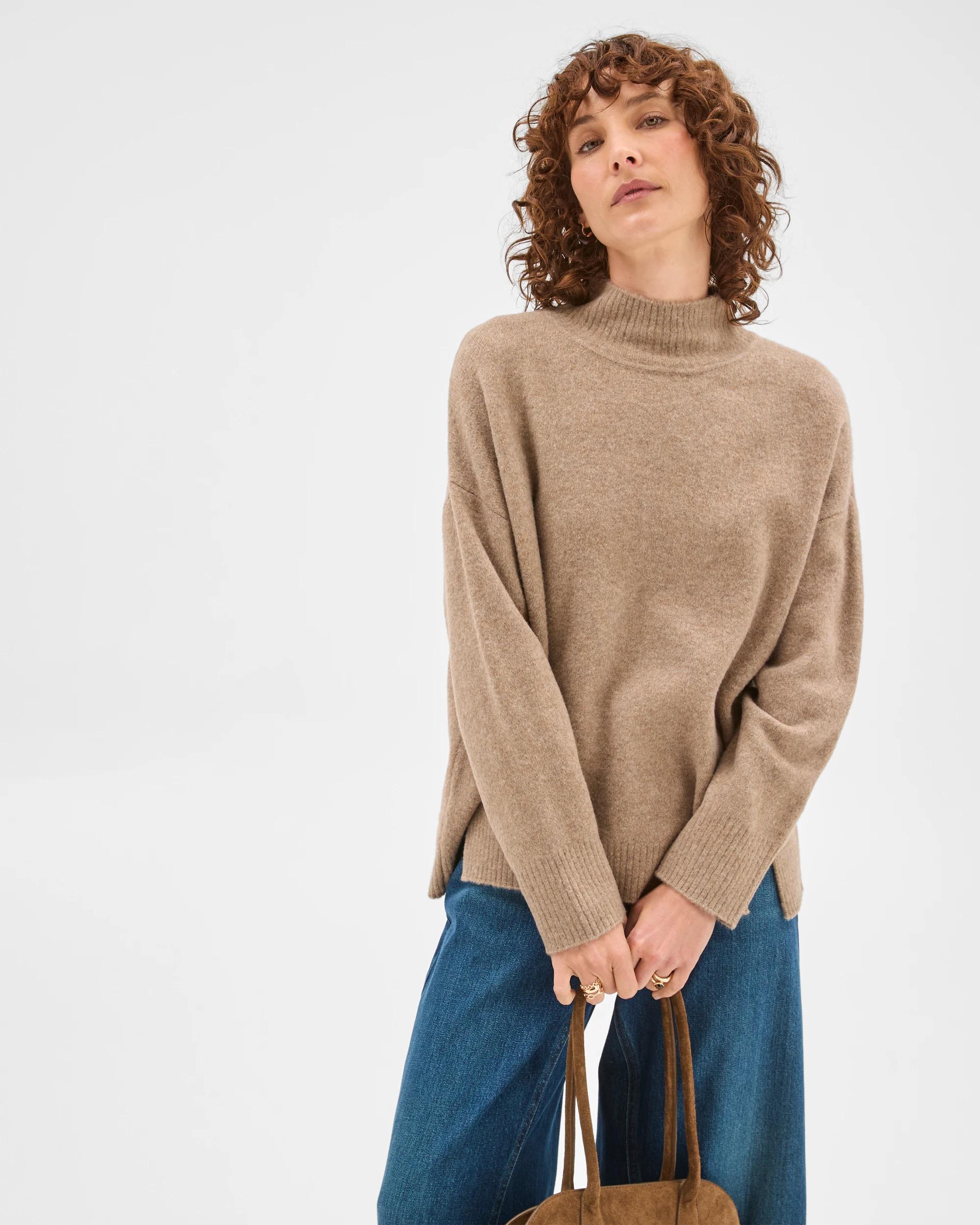 2 Target Woman Super Soft Mock Neck Jumper DARK FAWN MARLE, 2 of 7