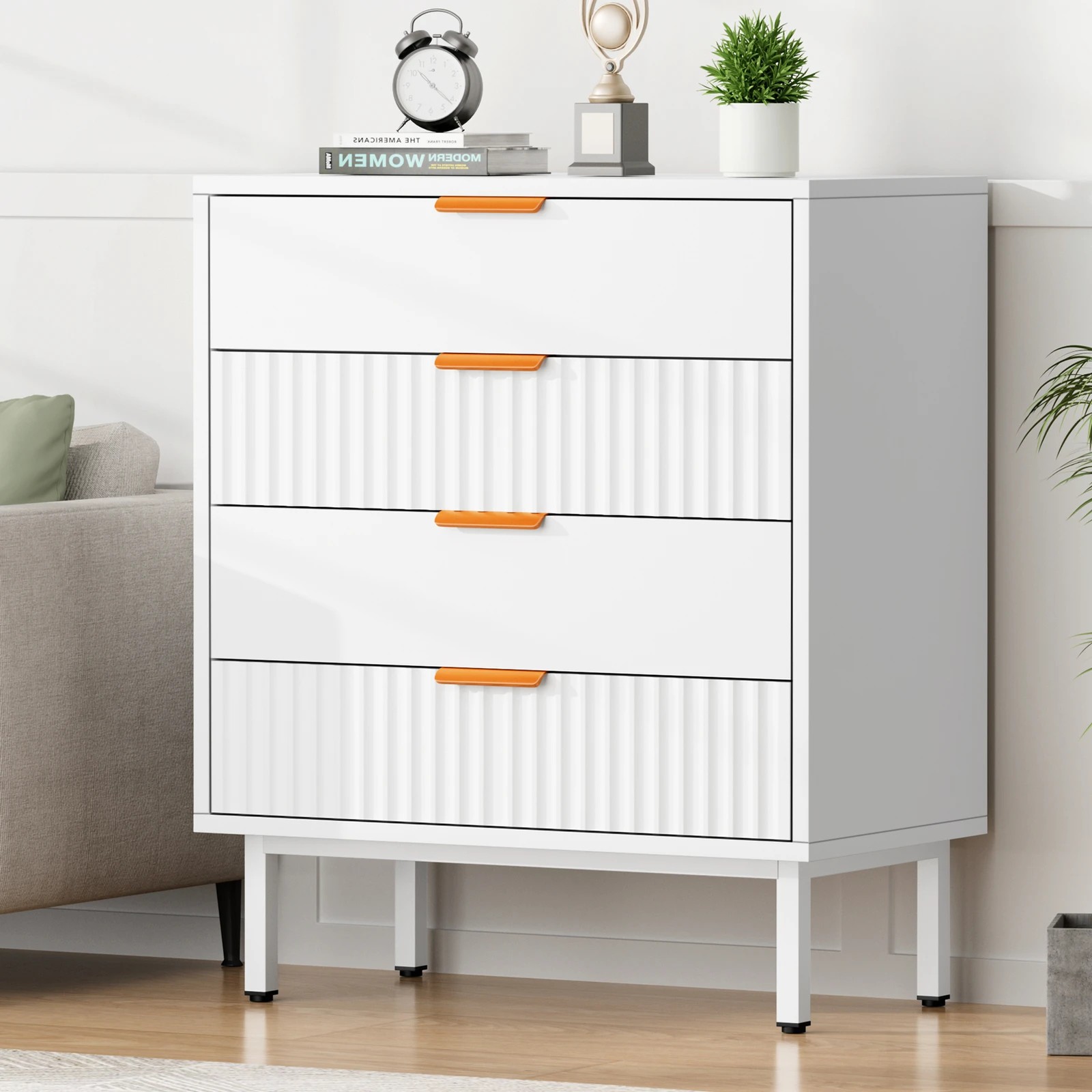 2 Alfordson 4 Chest of Drawers Dresser Tallboy - White, 2 of 10