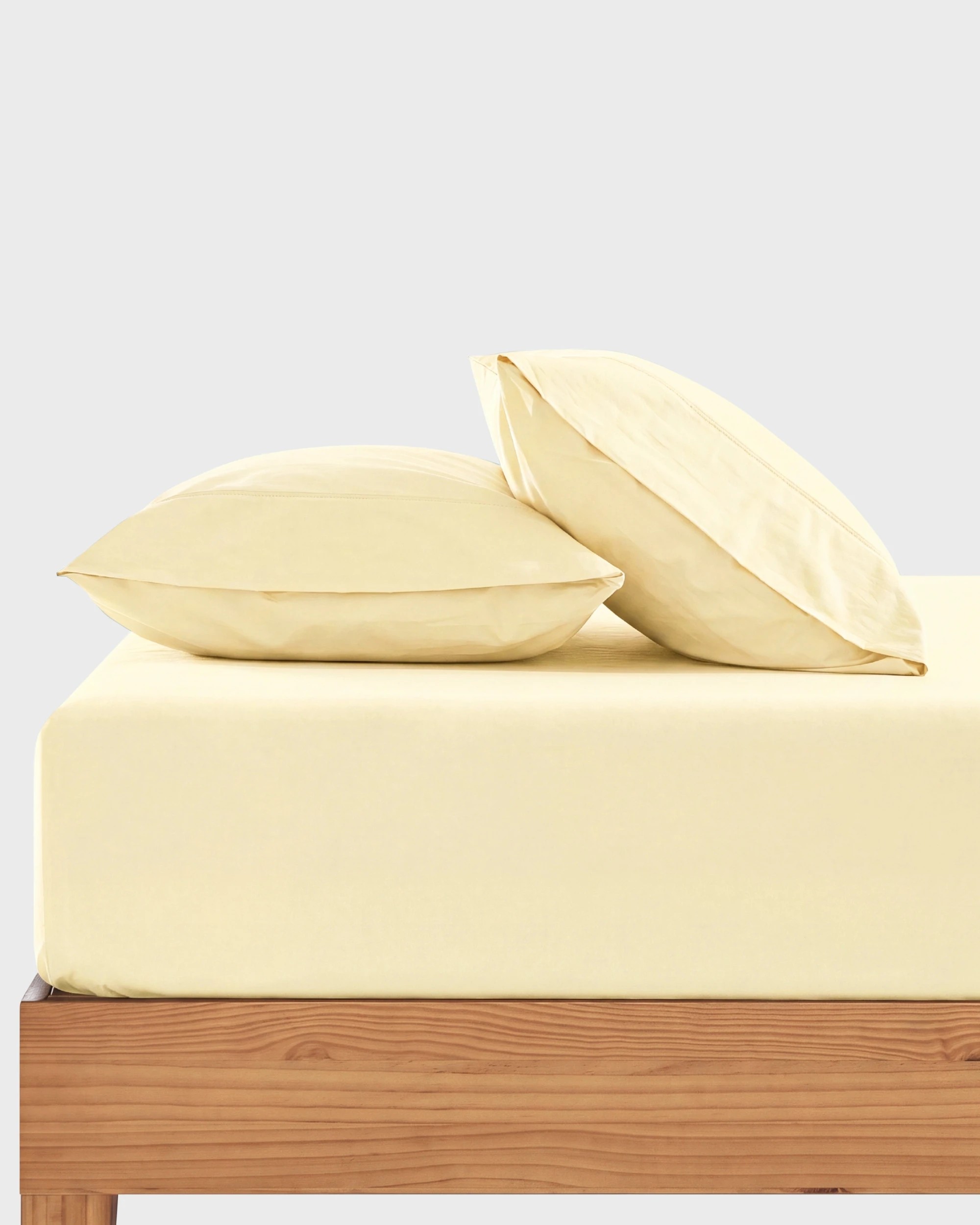 1 Dreamaker 300TC Cotton Percale Combo Fitted Sheet Set - Single Bed - Butter Yellow, 1 of 6