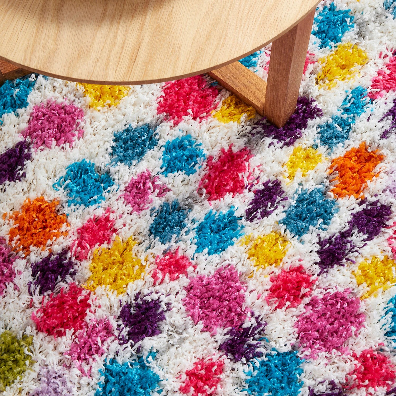 9 Common Ground Rugs Fantasy Dot 150x80cm - Small Pet Friendly Floor Rug - White - Multi, 9 of 9