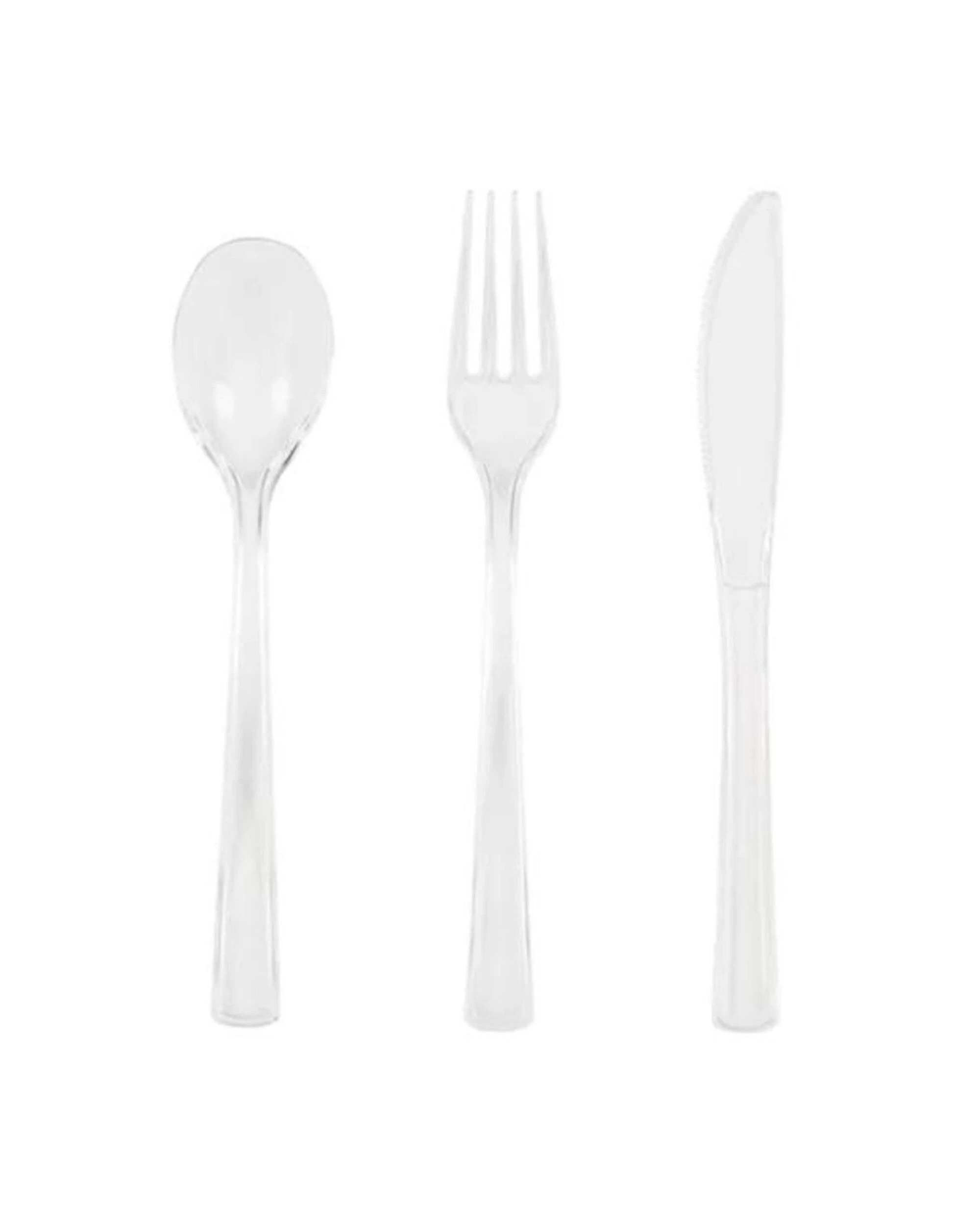 1 Unique Clear Reusable Plastic Cutlery Pack of 18 - Clear, 1 of 2